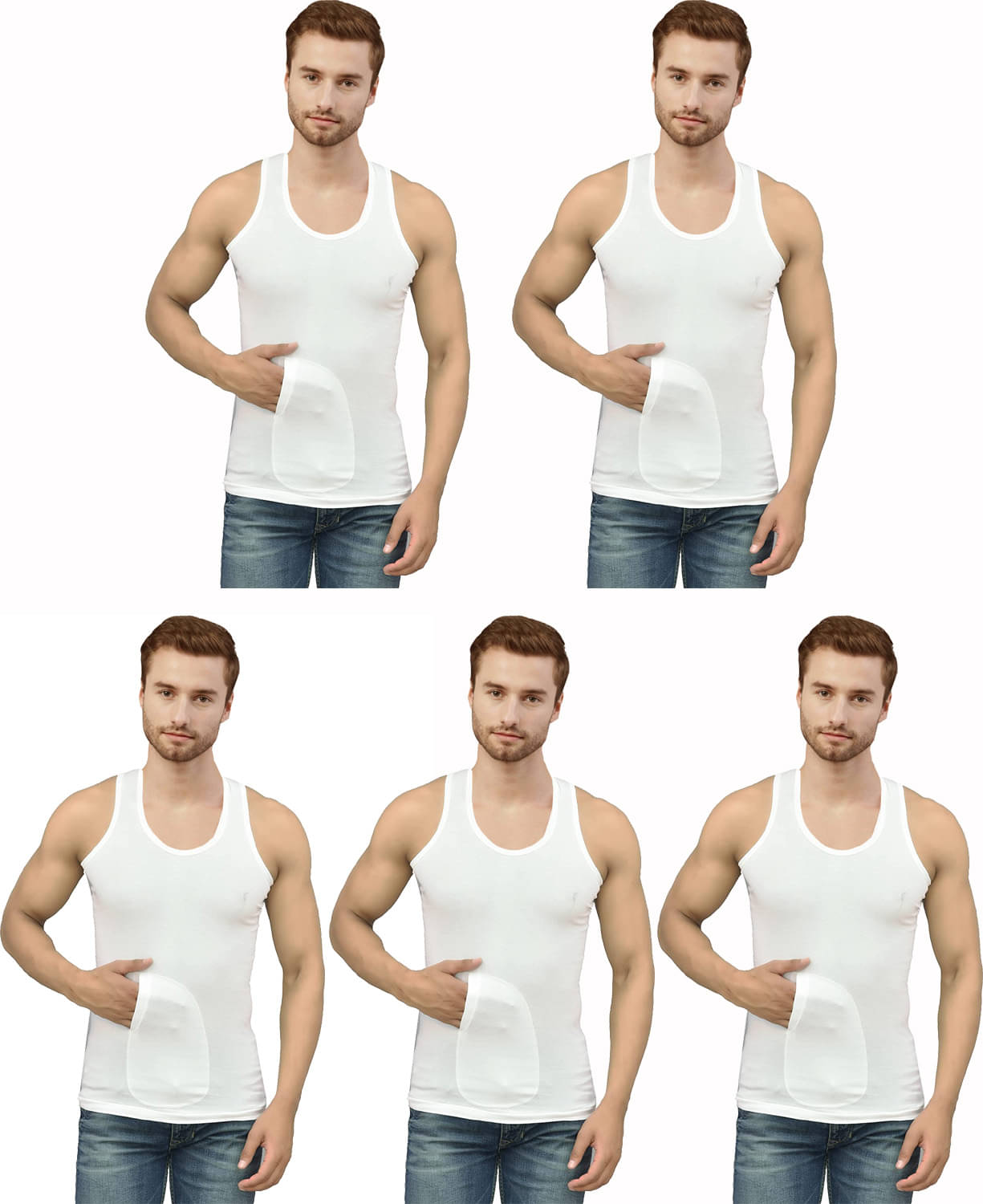     			Dixcy Scott Pack of 5 Cotton Basic Vest For Men ( White )