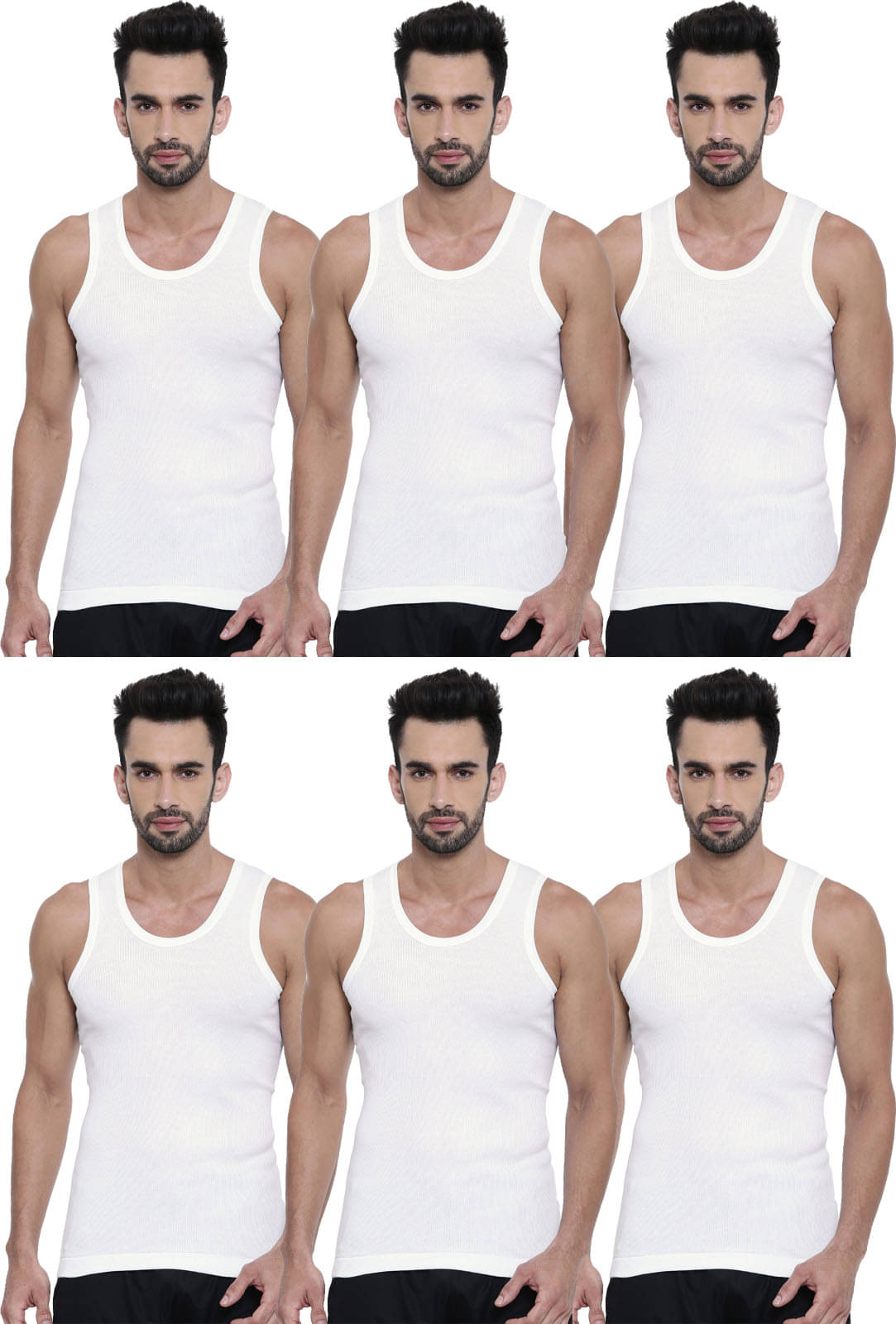 Dixcy Scott Pack of 6 Cotton Basic Vest For Men ( White ) Dixcy Scott Pack of 6 Cotton Basic Vest For Men ( White )