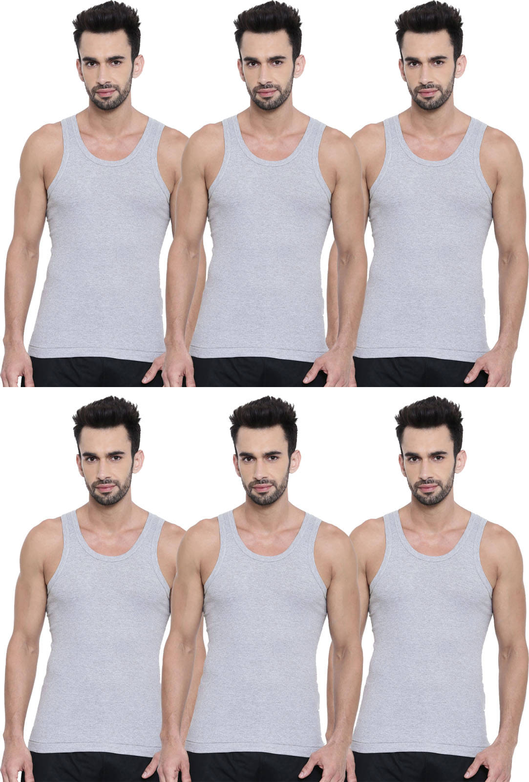     			Dixcy Scott Pack of 6 Cotton Basic Vest For Men ( Grey )