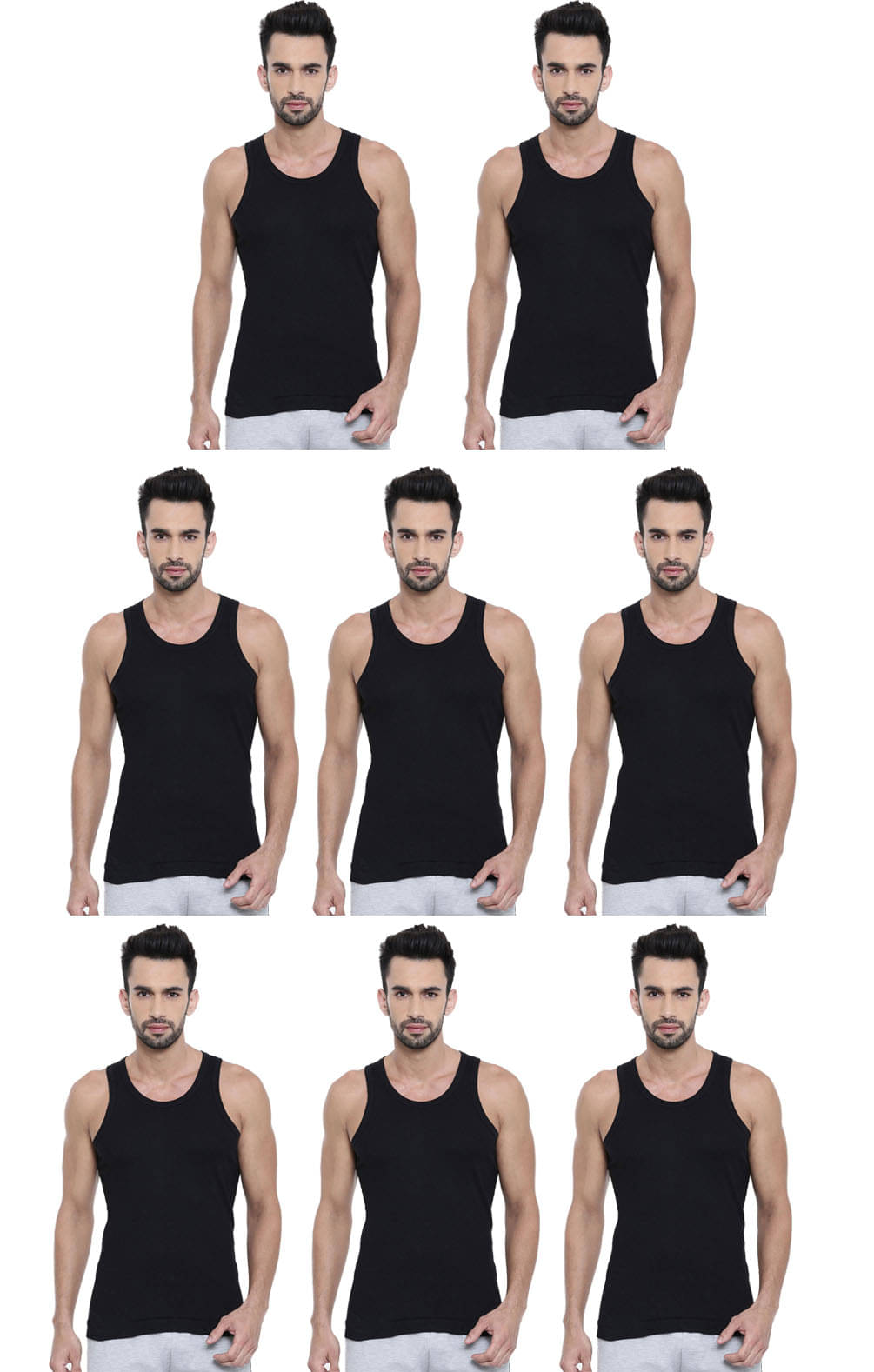     			Dixcy Scott Pack of 8 Cotton Basic Vest For Men ( Black )