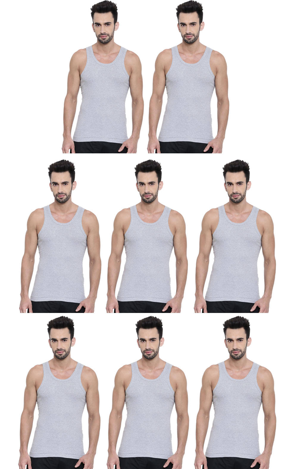 Dixcy Scott Pack of 8 Cotton Basic Vest For Men ( Grey ) Dixcy Scott Pack of 8 Cotton Basic Vest For Men ( Grey )