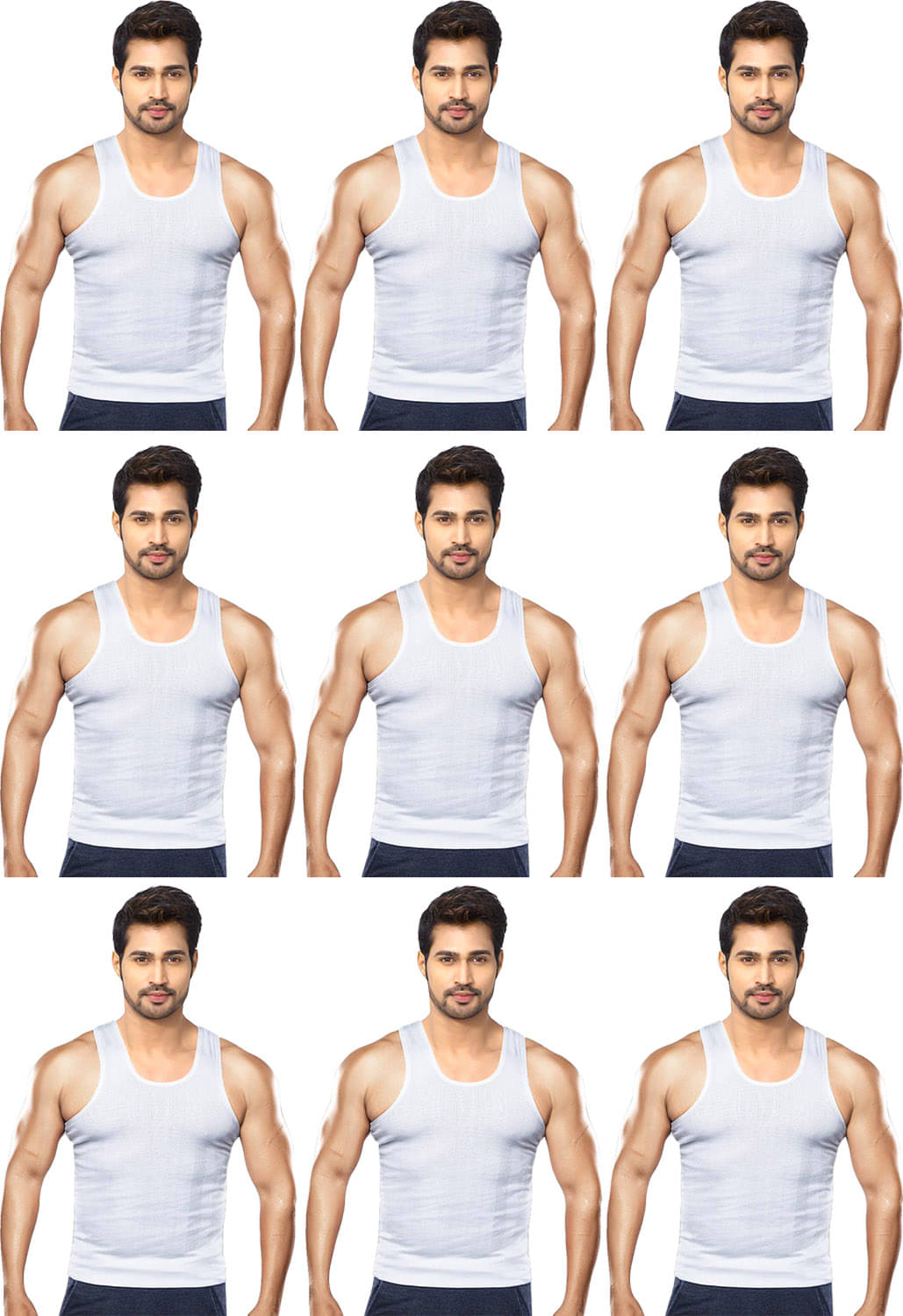     			Dixcy Scott Pack of 9 Cotton Basic Vest For Men ( White )