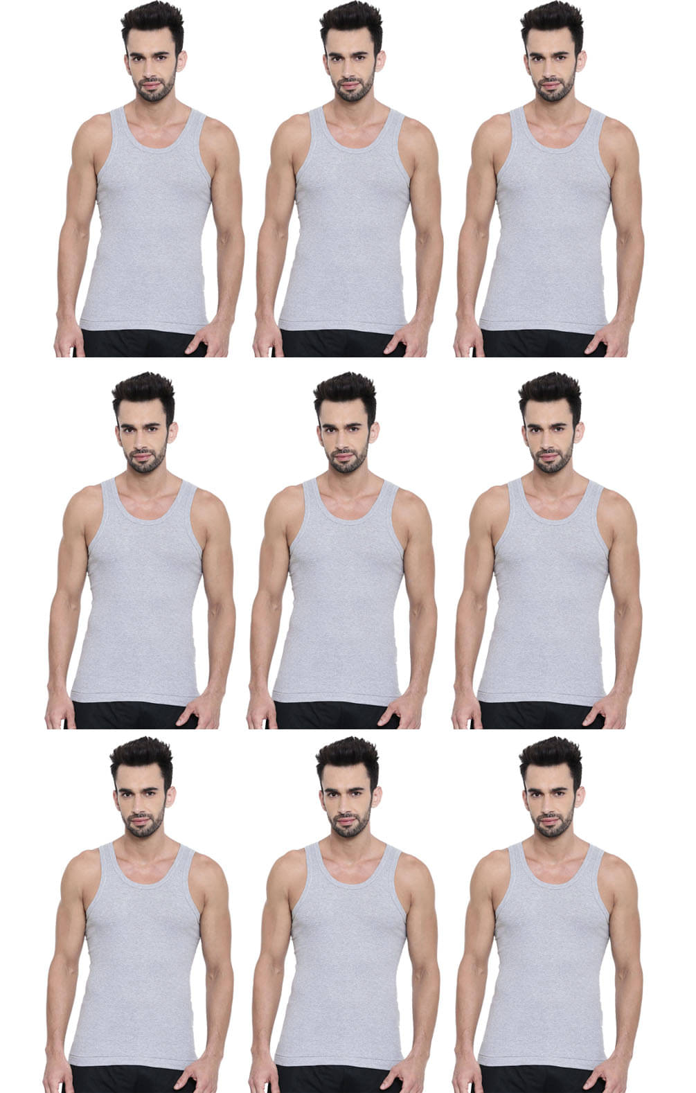     			Dixcy Scott Pack of 9 Cotton Basic Vest For Men ( Grey )