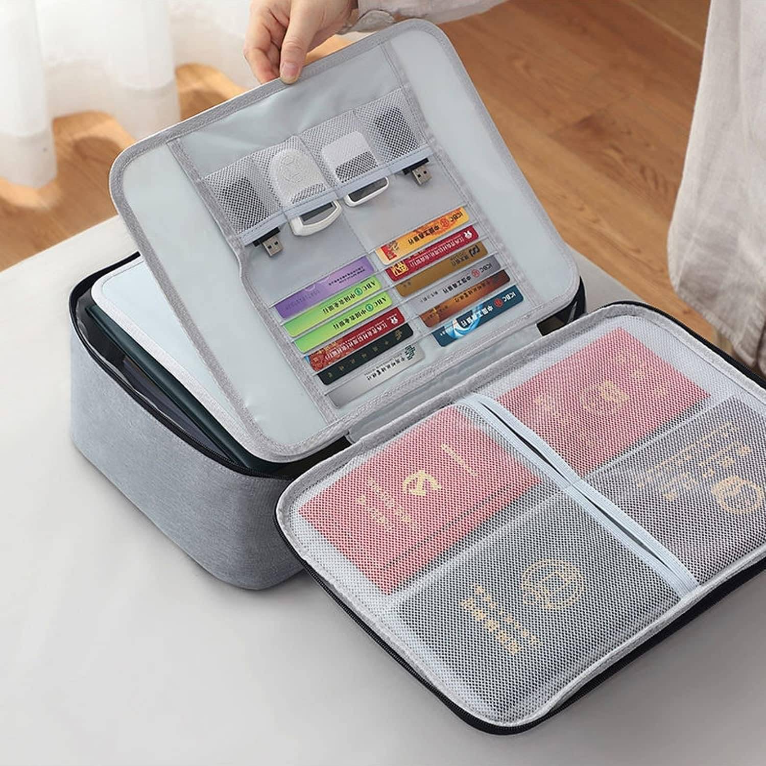     			Document Organizer Bag, Multilayer Travel File Pocket File Folders Bag with Lock for Certificates & Document Safe Pouch Bag for Laptop, Passport, Home, Office