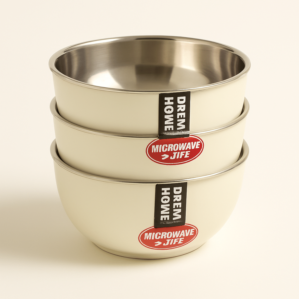 Dream Home Star Bowl Microwavesafe Stainless Steel Plain Serving Bowl 13 cm ( Set of 3 ) White Dream Home Star Bowl Microwavesafe Stainless Steel Plain Serving Bowl 13 cm ( Set of 3 ) White