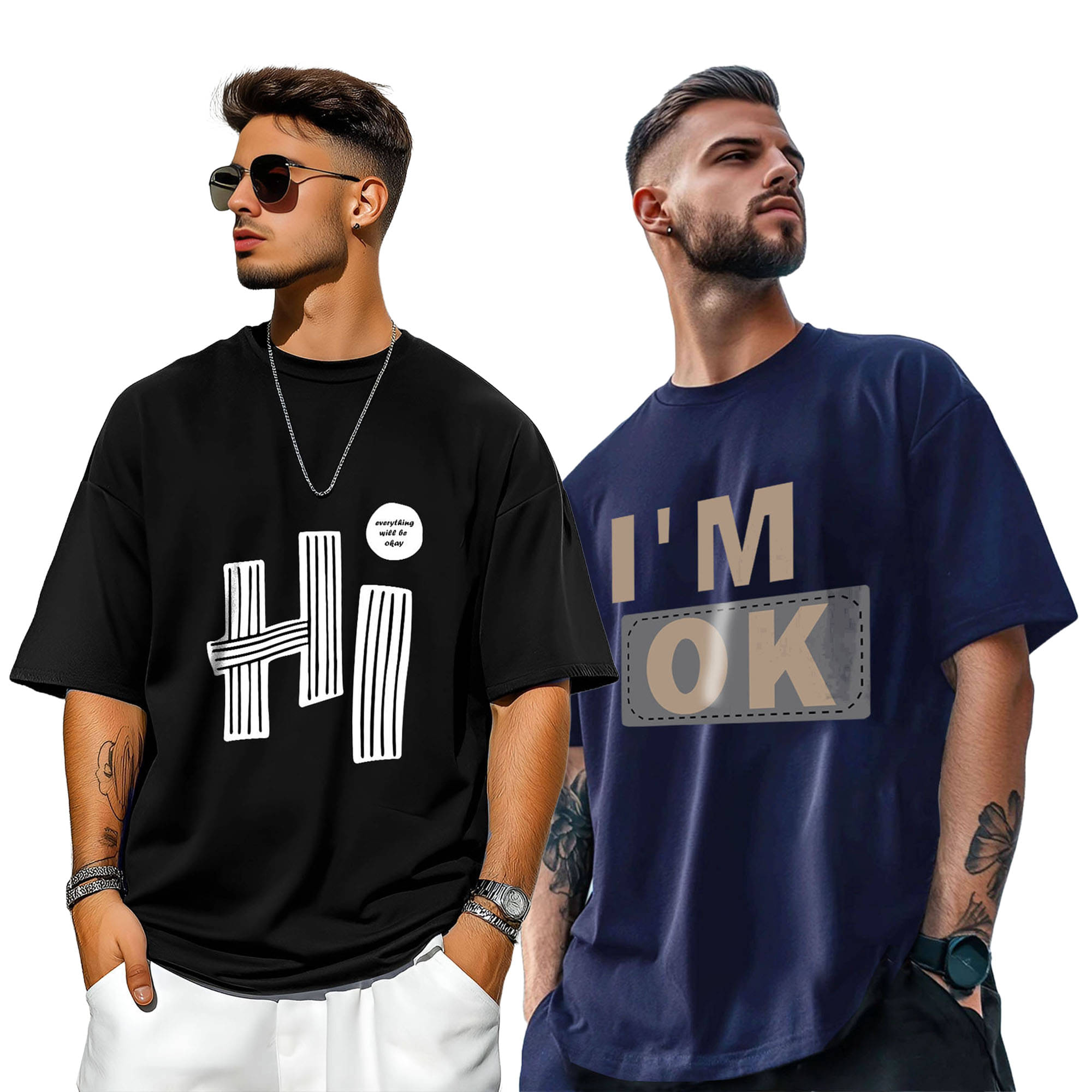 ENITOR Men Cotton Blend Oversized Fit Printed T-Shirt ( Multicolor5 )     			ENITOR Men Cotton Blend Oversized Fit Printed T-Shirt ( Multicolor5 )