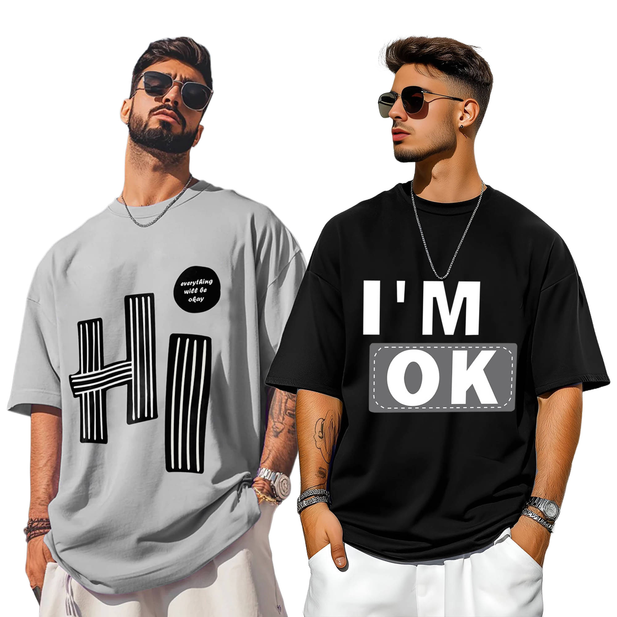 ENITOR Men Cotton Blend Oversized Fit Printed T-Shirt ( Multicolor9 ) ENITOR Men Cotton Blend Oversized Fit Printed T-Shirt ( Multicolor9 )