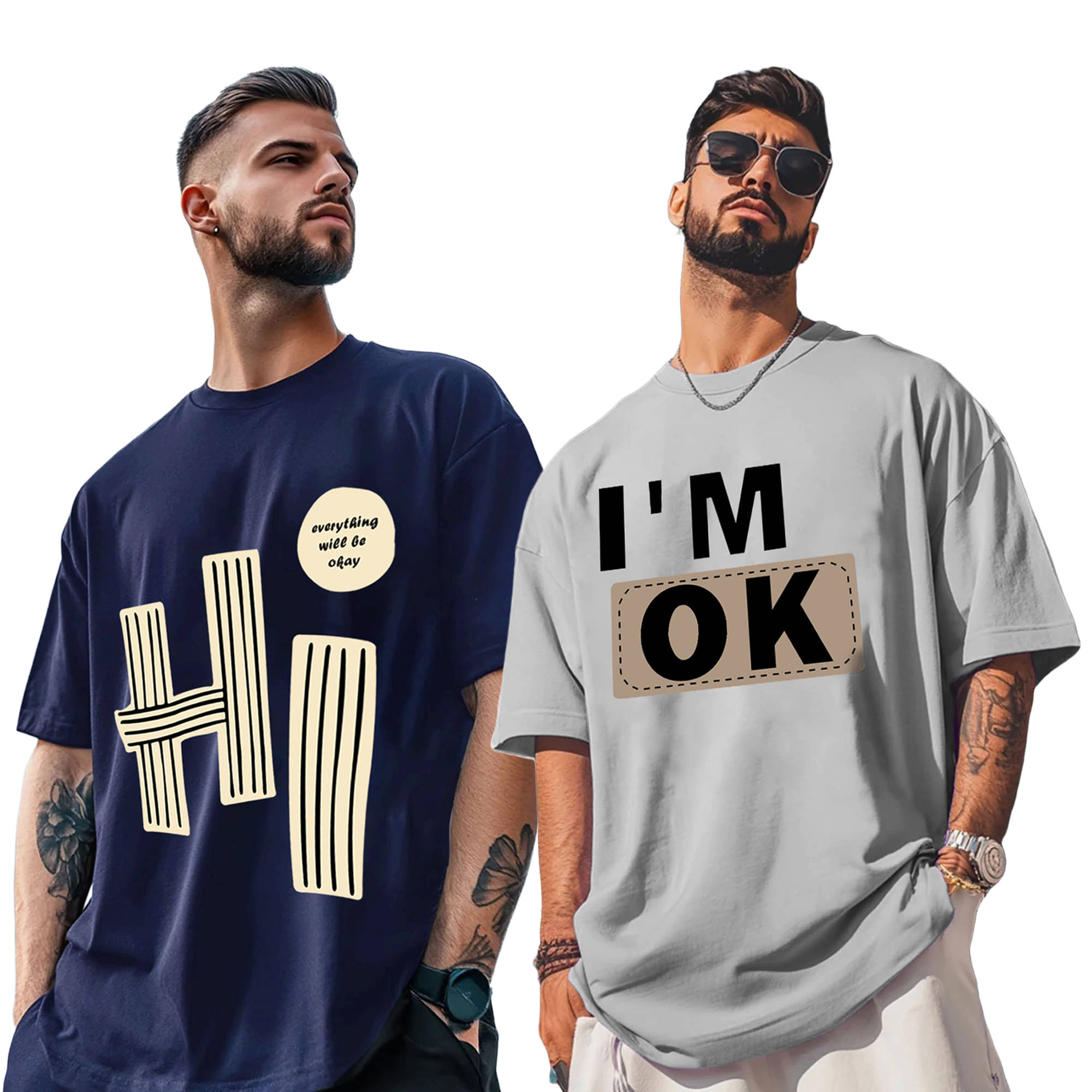 ENITOR Men Cotton Blend Oversized Fit Printed T-Shirt ( Navy )     			ENITOR Men Cotton Blend Oversized Fit Printed T-Shirt ( Navy )