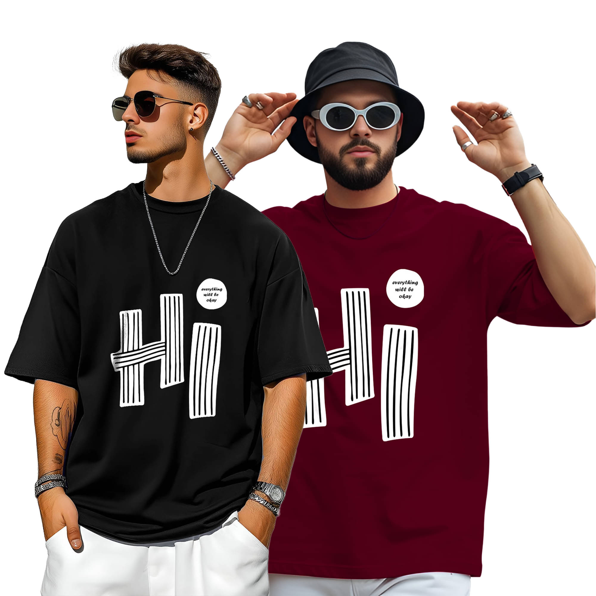 ENITOR Men Cotton Blend Oversized Fit Printed T-Shirt ( Multicolor13 ) ENITOR Men Cotton Blend Oversized Fit Printed T-Shirt ( Multicolor13 )