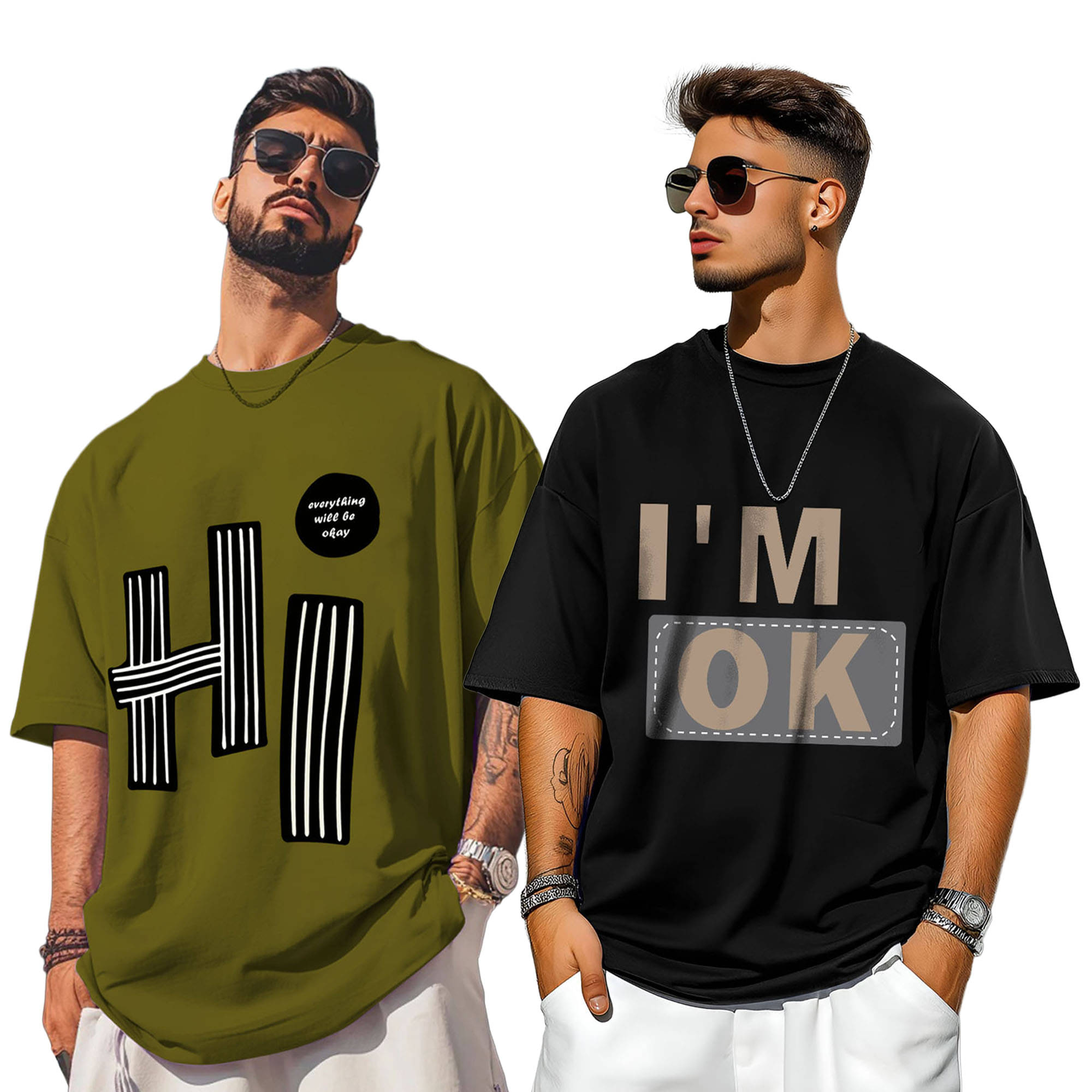 ENITOR Men Cotton Blend Oversized Fit Printed T-Shirt ( Green )     			ENITOR Men Cotton Blend Oversized Fit Printed T-Shirt ( Green )