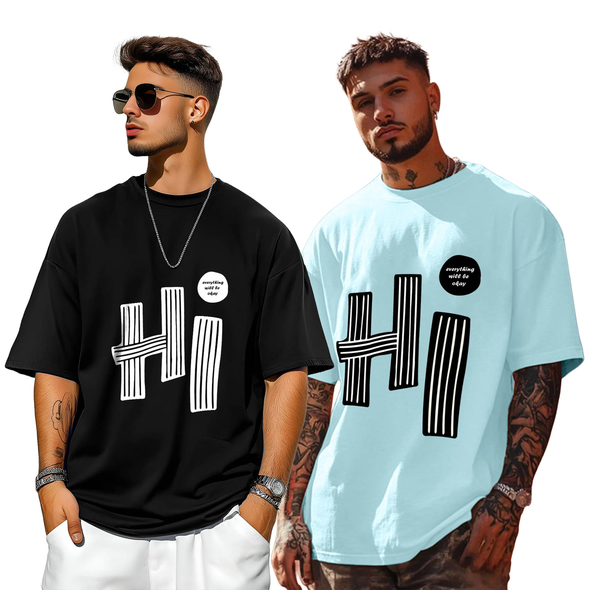     			ENITOR Men Cotton Blend Oversized Fit Printed T-Shirt ( Multicolor1 )