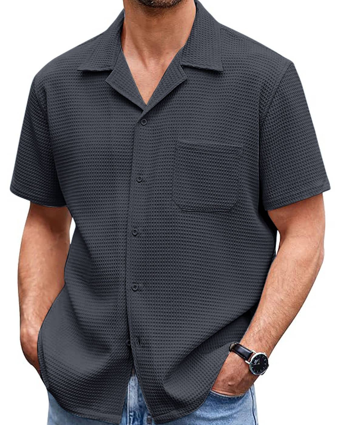 Eyebogler Polyester Relaxed Fit Solids Half Sleeves Men's Casual Shirt - Grey ( Pack of 1 )