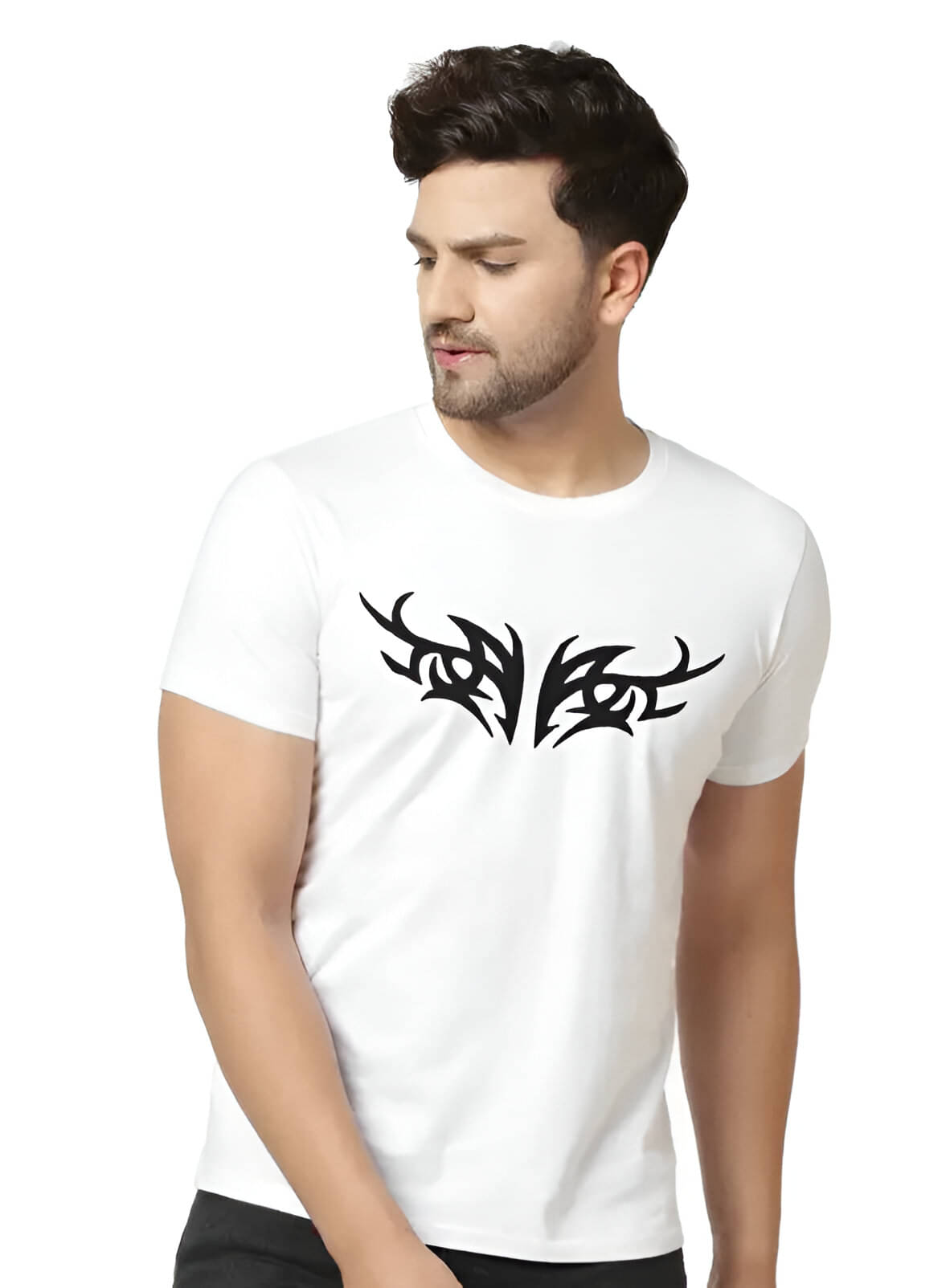     			GARBFEB Men Cotton Blend Regular Fit Solid T-Shirt ( White )