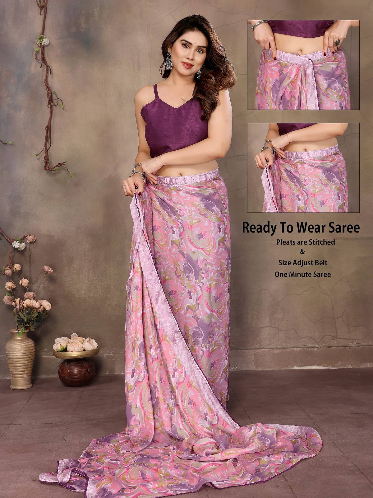 Gazal Fashions Chiffon Printed Regular Saree With Unstitched Blouse Piece ( Multicolor ) - Sarees | Buy online on ZillyBuy
