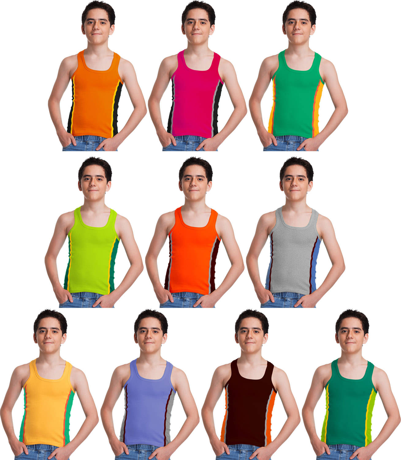 Genx Pack of 10 Boys Cotton Vest ( Multicolor ) Genx Pack of 10 Boys Cotton Vest ( Multicolor )