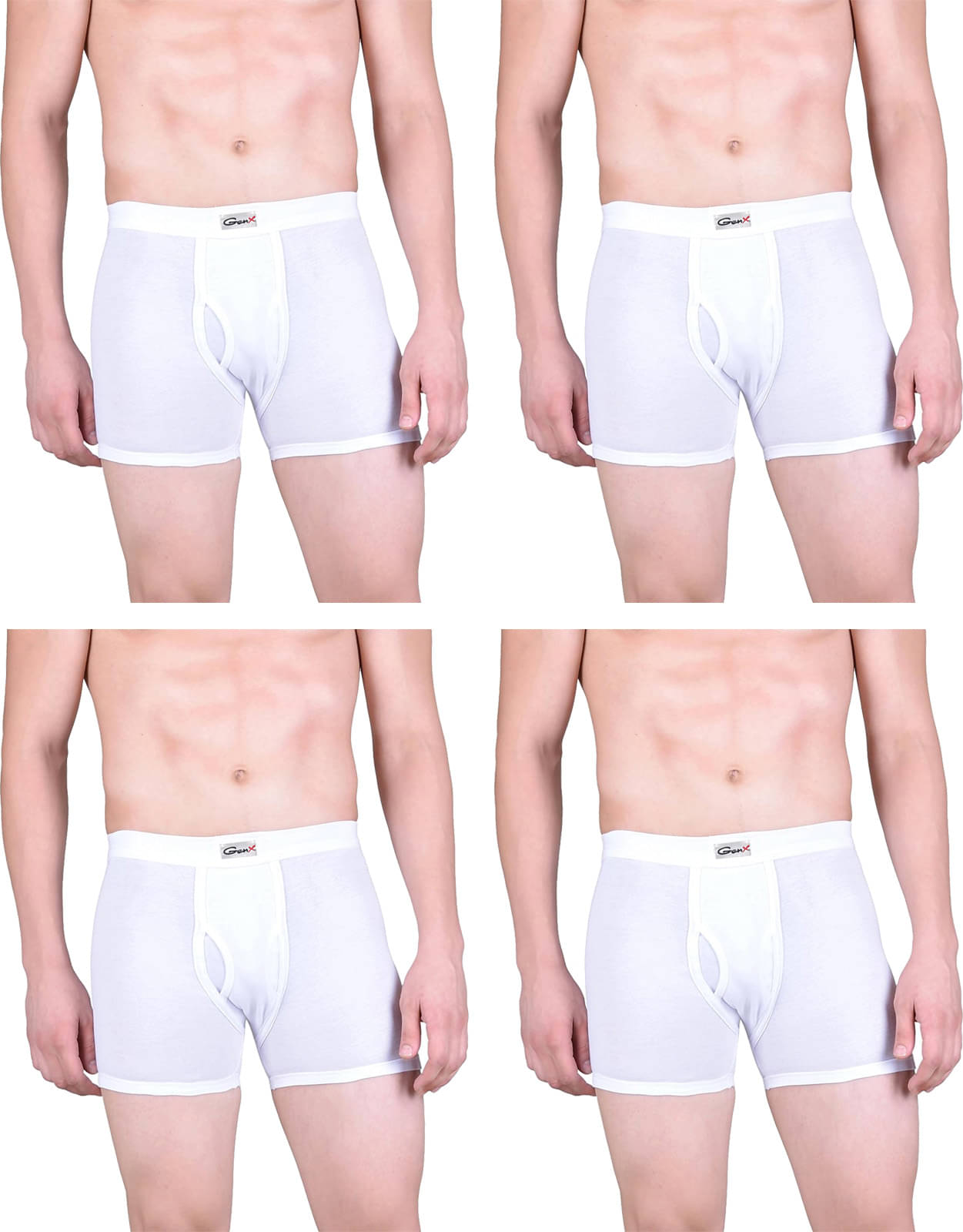     			Genx Pack of 4 Cotton Trunks For Men's ( White )