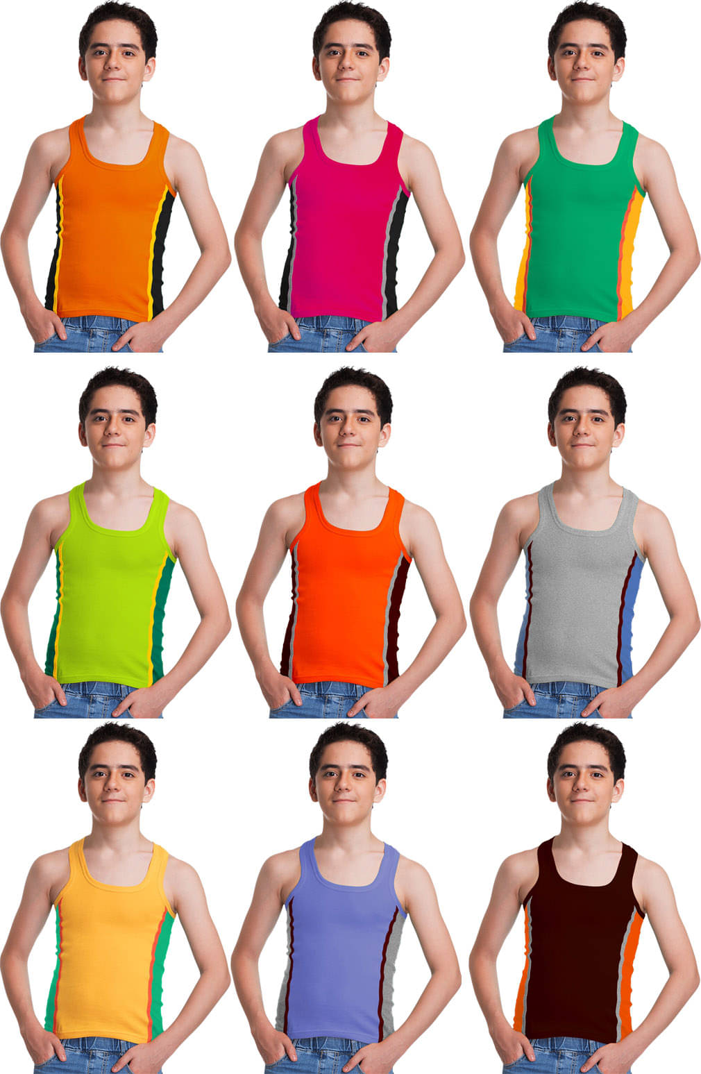Genx Pack of 9 Boys Cotton Vest ( Multicolor ) Genx Pack of 9 Boys Cotton Vest ( Multicolor )
