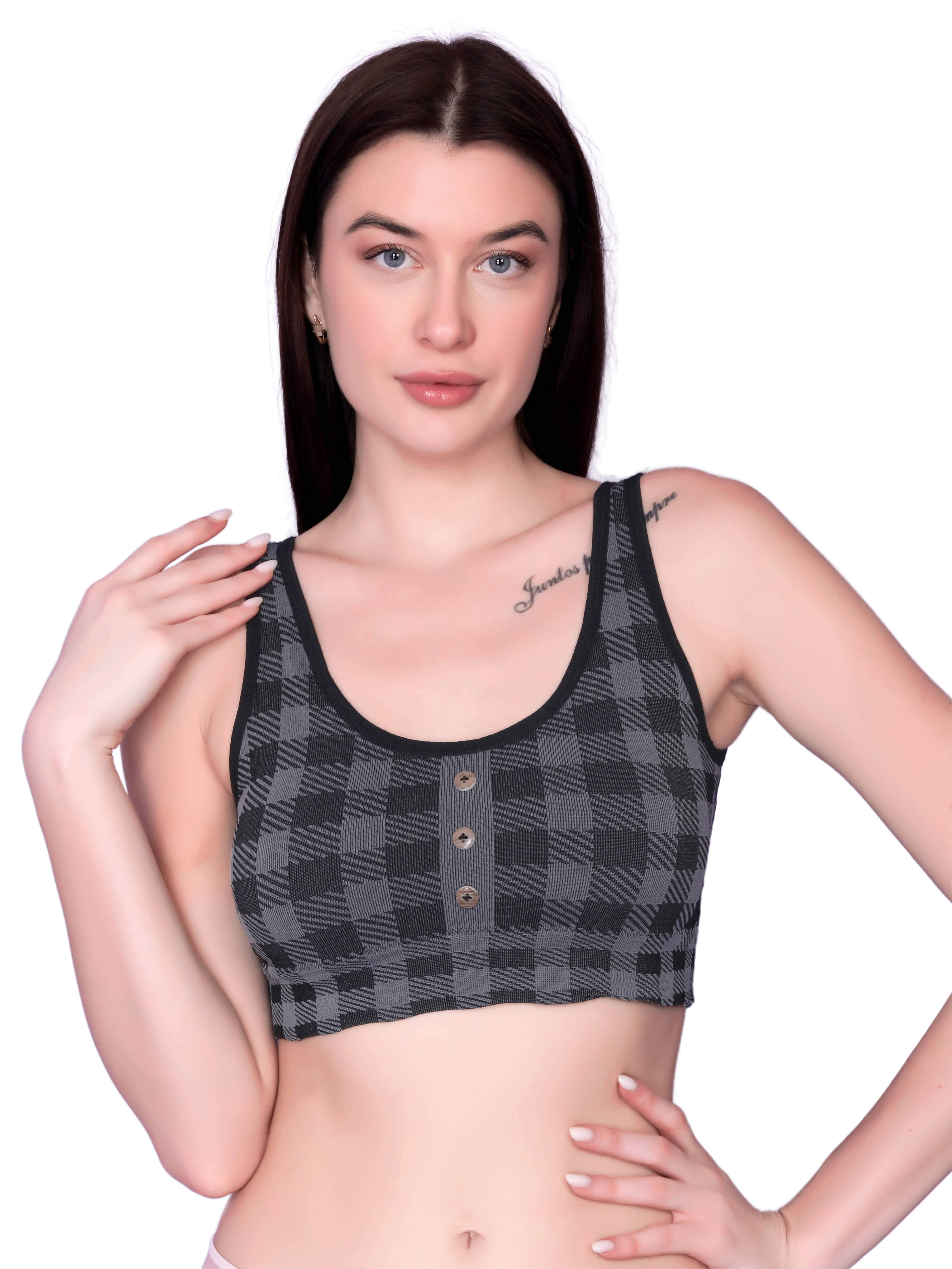     			Gopalvilla Pack of 1 Nylon Lightly Padded Racerback bra For Women ( Black )