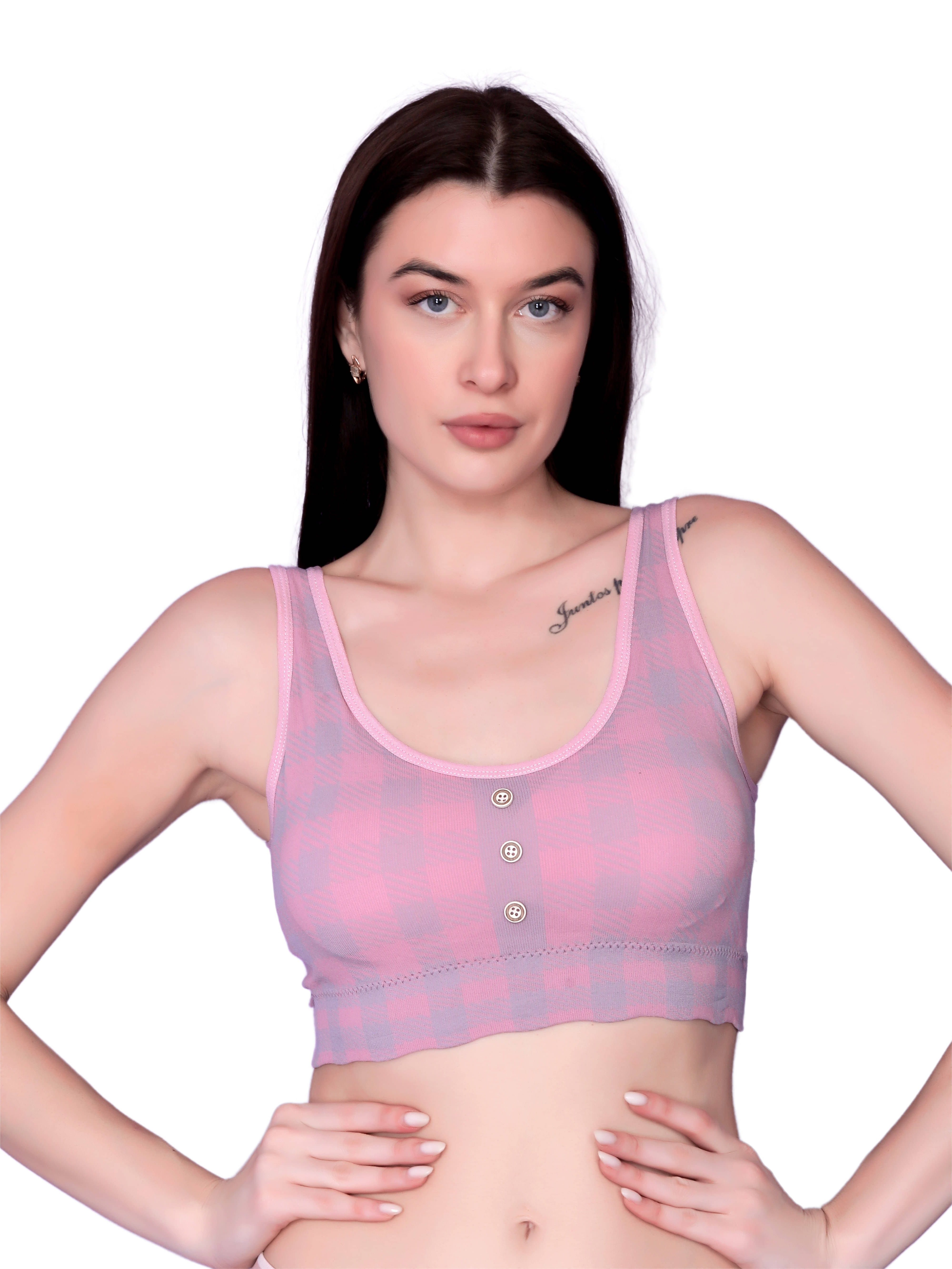     			Gopalvilla Pack of 1 Nylon Lightly Padded Racerback bra For Women ( Pink )