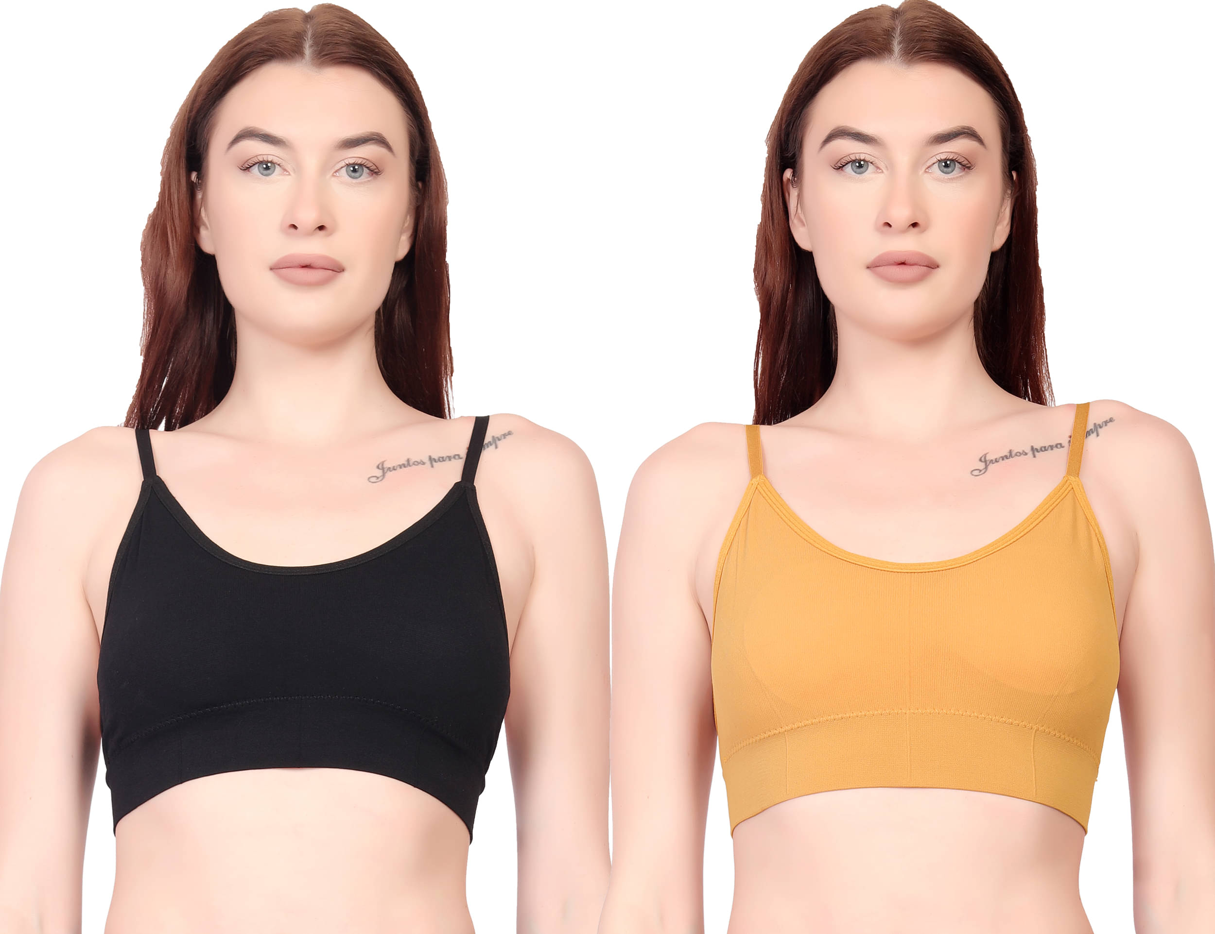     			Gopalvilla Pack of 2 Cotton Lightly Padded Cami bra For Women ( Multicolor6 )