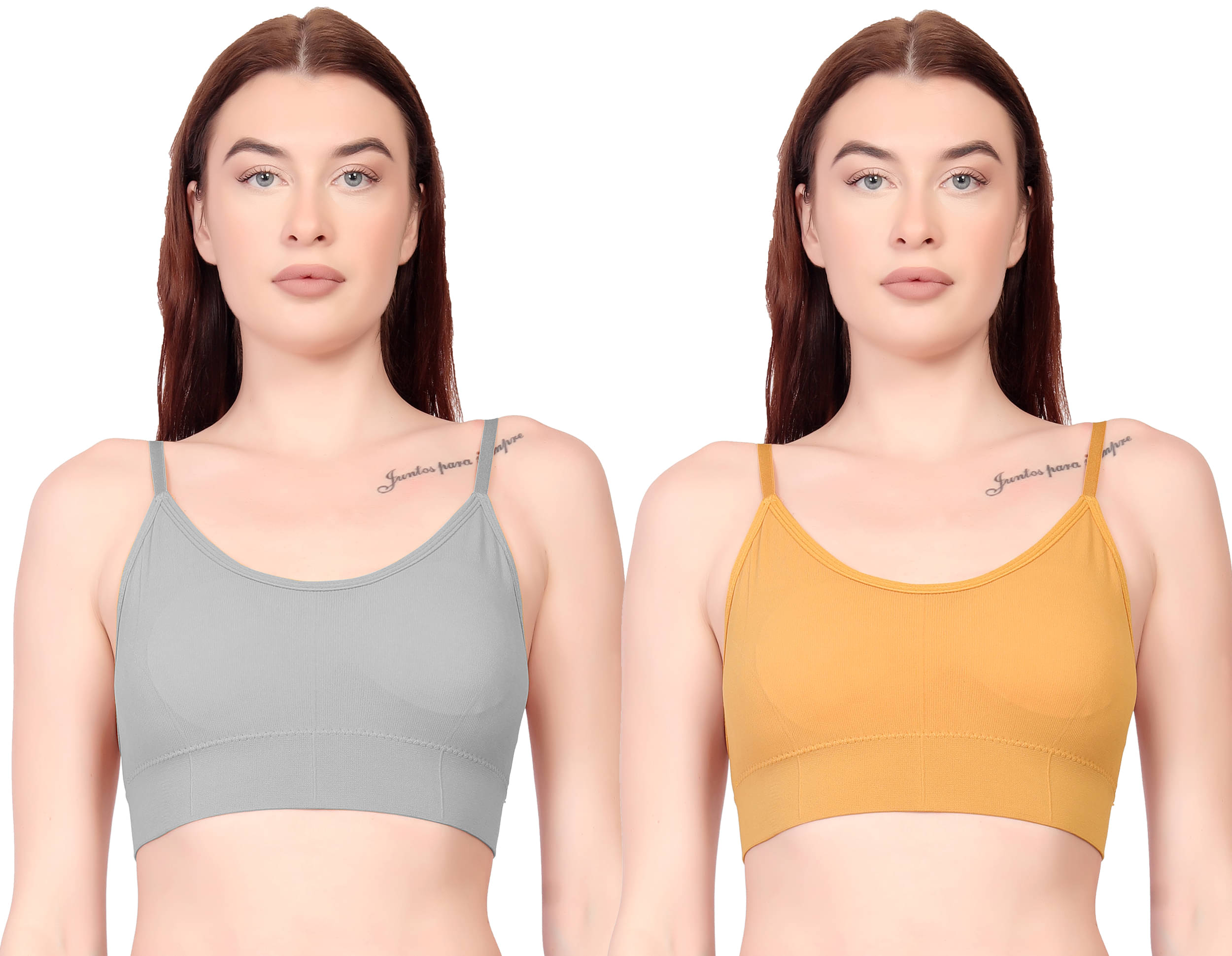     			Gopalvilla Pack of 2 Cotton Lightly Padded Cami bra For Women ( Multicolor6 )