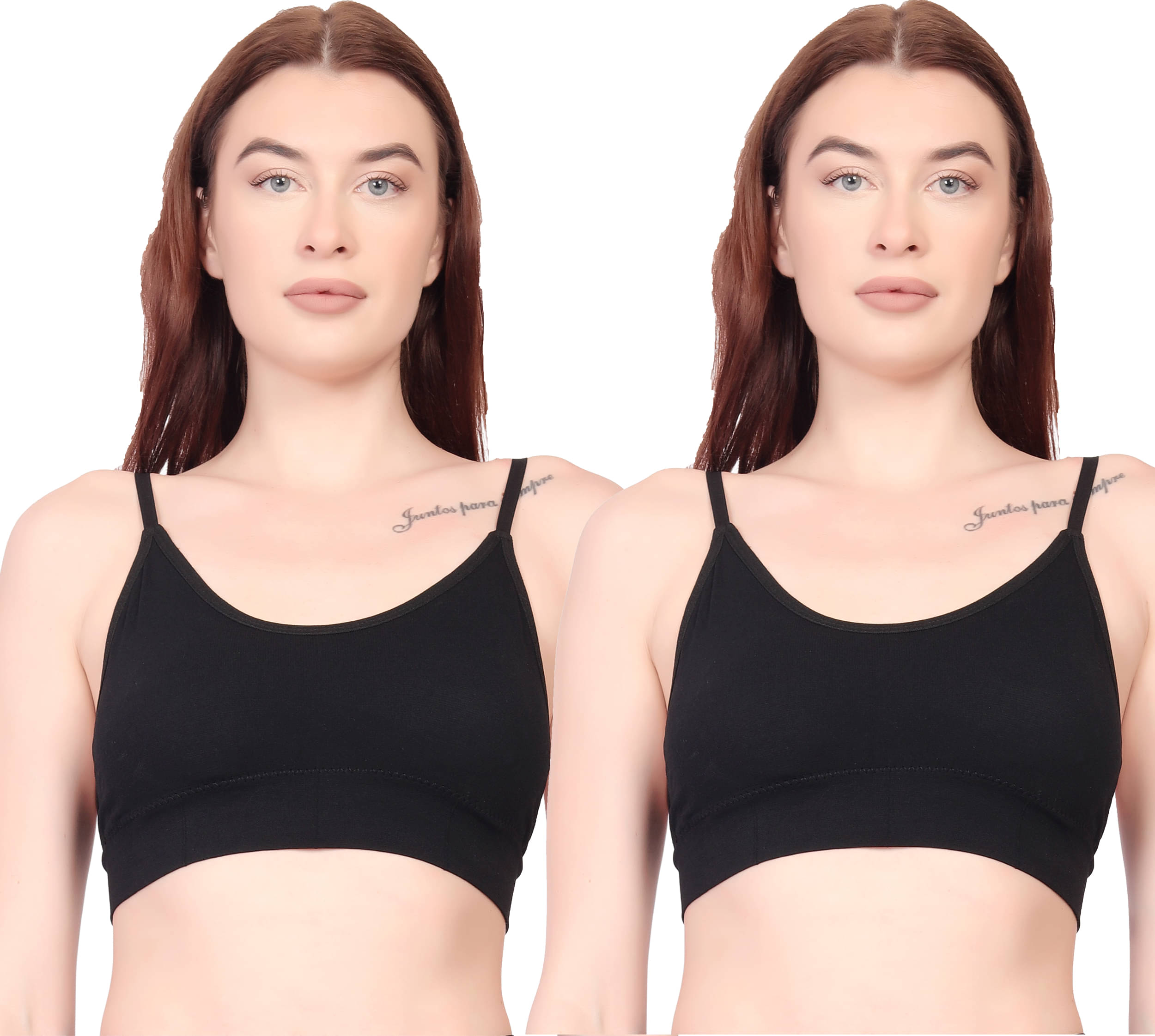 Gopalvilla Pack of 2 Cotton Lightly Padded Cami bra For Women ( Black ) Gopalvilla Pack of 2 Cotton Lightly Padded Cami bra For Women ( Black )