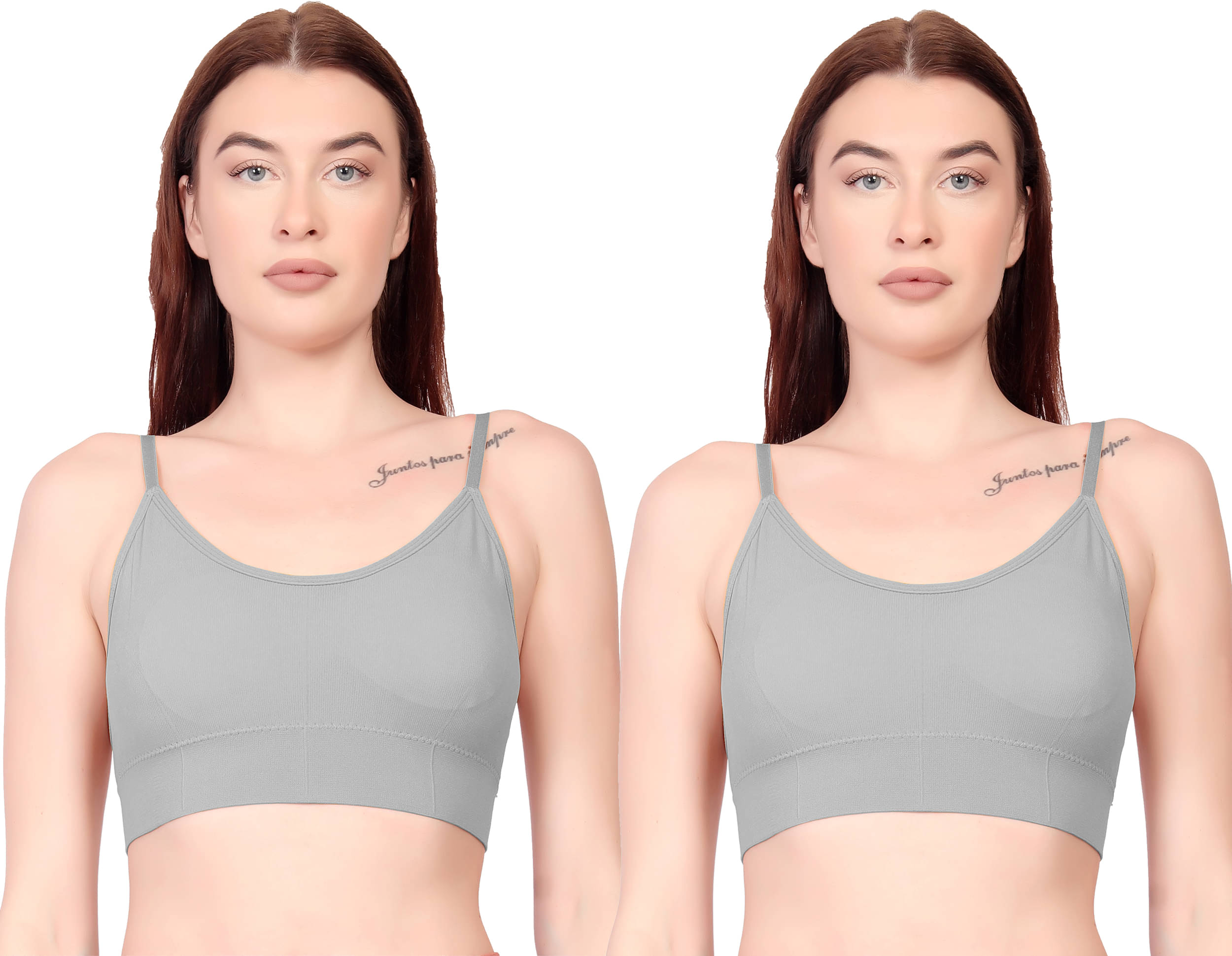    			Gopalvilla Pack of 2 Cotton Lightly Padded Cami bra For Women ( Grey Melange )