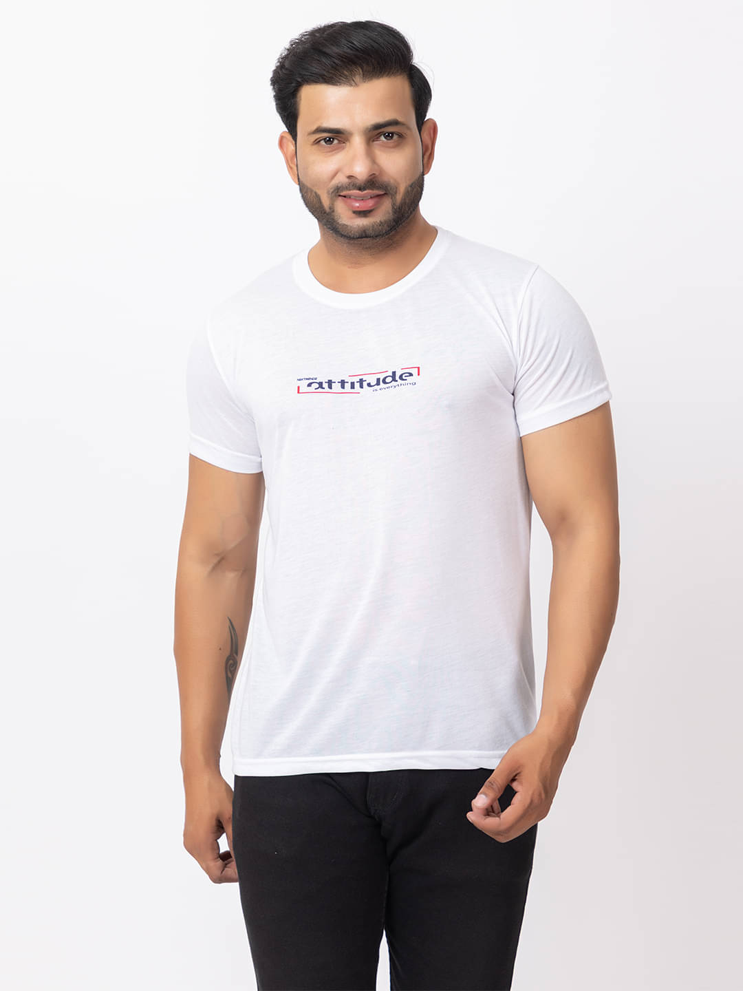 HANABY Men Cotton Blend Regular Fit Printed T-Shirt ( White ) HANABY Men Cotton Blend Regular Fit Printed T-Shirt ( White )
