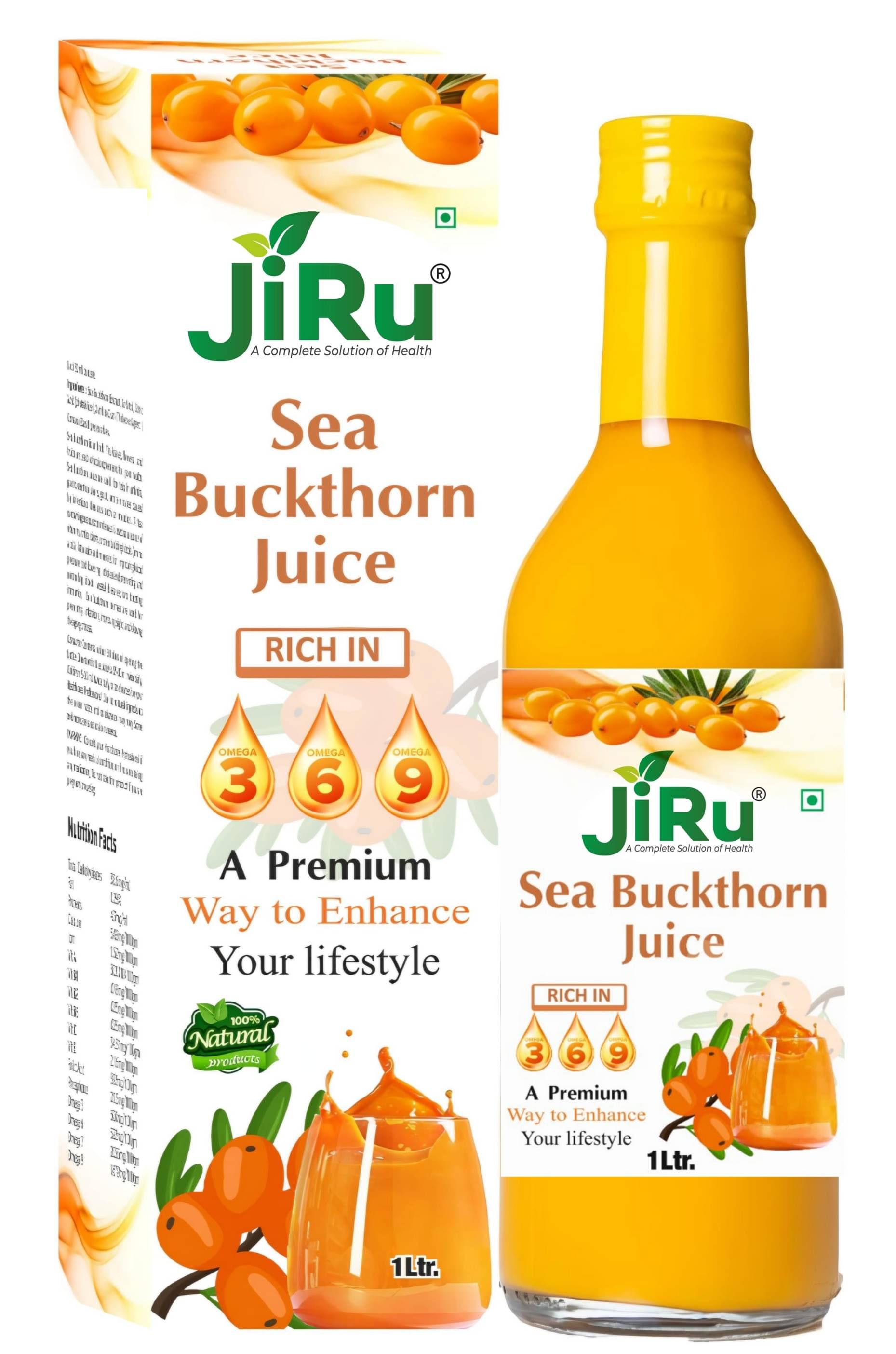     			JiRu Himalayan Sea Buckthorn Pulp Concentrate 1000ml | Natural Vitamin C, 3 6 7 9, Antioxidants | Immunity, Skin Glow