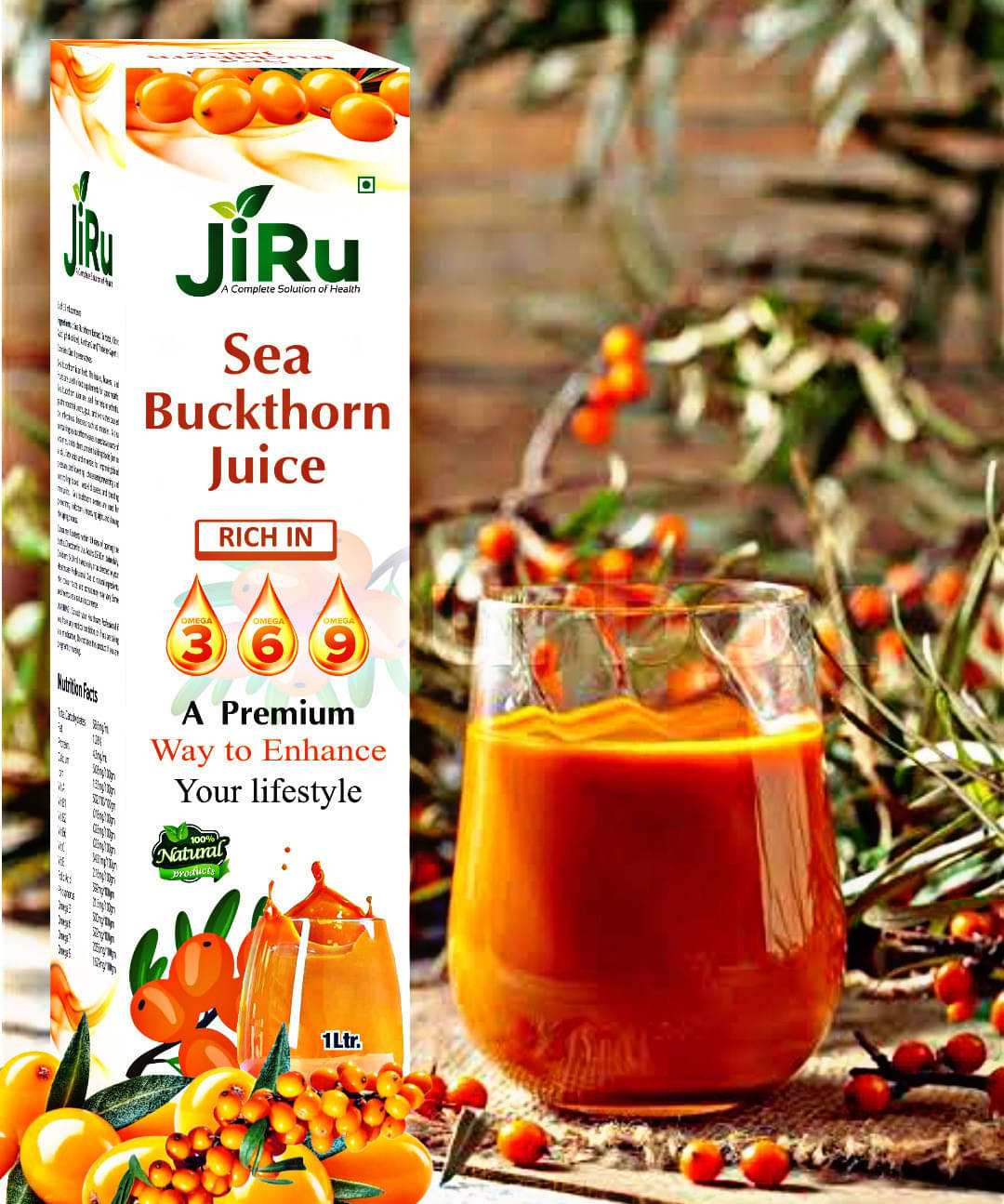 JiRu Himalayan Sea Buckthorn Pulp Concentrate 1000ml | Natural Vitamin C, 3 6 7 9, Antioxidants | Immunity, Skin Glow JiRu Himalayan Sea Buckthorn Pulp Concentrate 1000ml | Natural Vitamin C, 3 6 7 9, Antioxidants | Immunity, Skin Glow