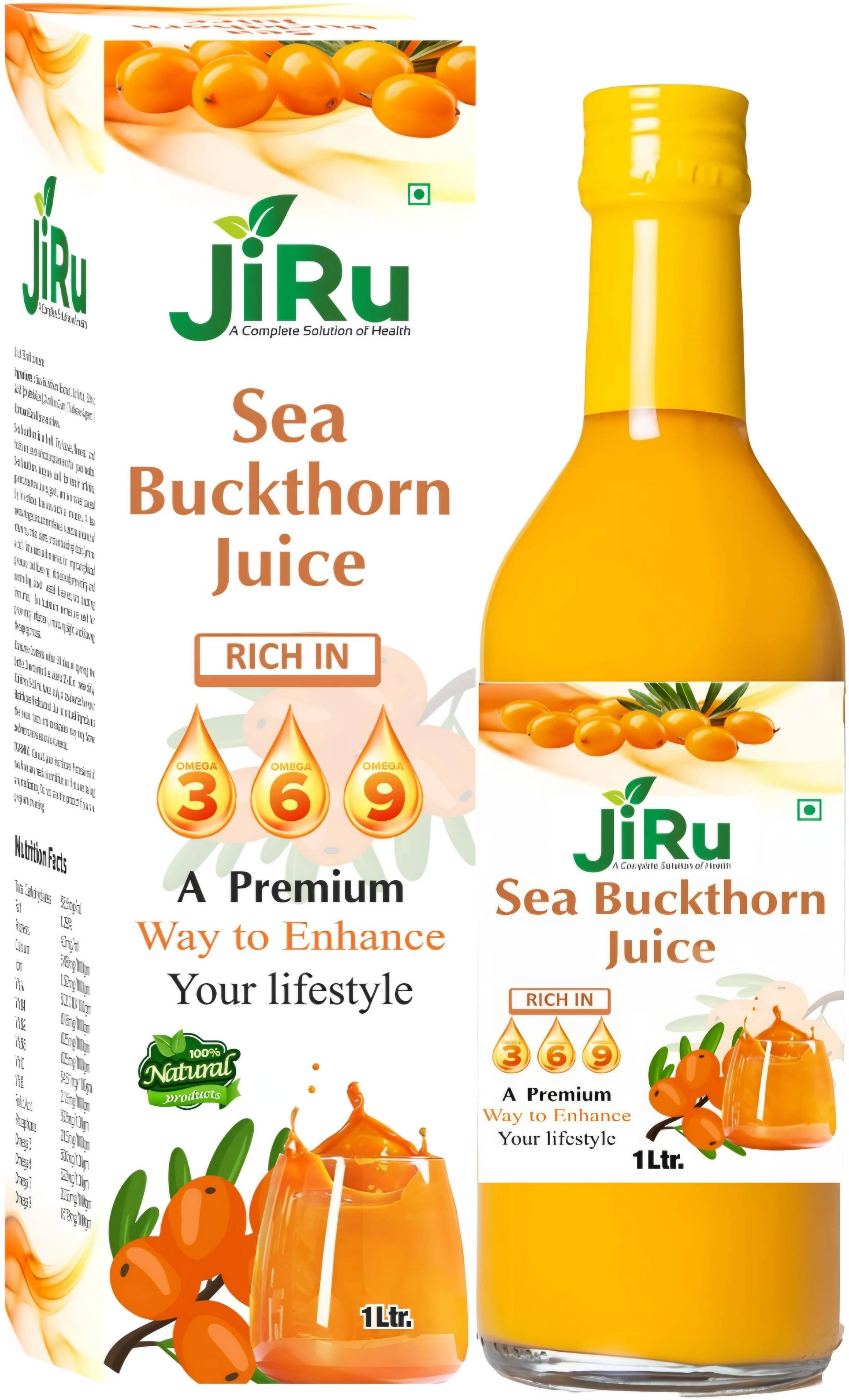 JiRu Himalayan Sea Buckthorn Pulp Concentrate 1000ml | Natural Vitamin C, 3 6 7 9, Antioxidants | Immunity, Skin Glow JiRu Himalayan Sea Buckthorn Pulp Concentrate 1000ml | Natural Vitamin C, 3 6 7 9, Antioxidants | Immunity, Skin Glow