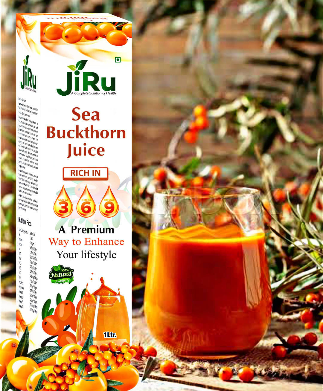 JiRu Himalayan Sea Buckthorn Pulp Concentrate 1000ml | Natural Vitamin C, 3 6 7 9, Antioxidants | Immunity, Skin Glow JiRu Himalayan Sea Buckthorn Pulp Concentrate 1000ml | Natural Vitamin C, 3 6 7 9, Antioxidants | Immunity, Skin Glow
