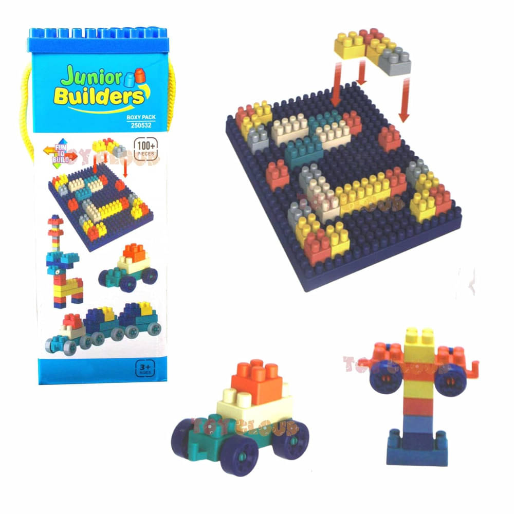    			Junior Builders Building Blocks 100+ Piece Boxy Pack for Kids, Colourful Educational Construction Toys for Kids, Ideal for Creative Play