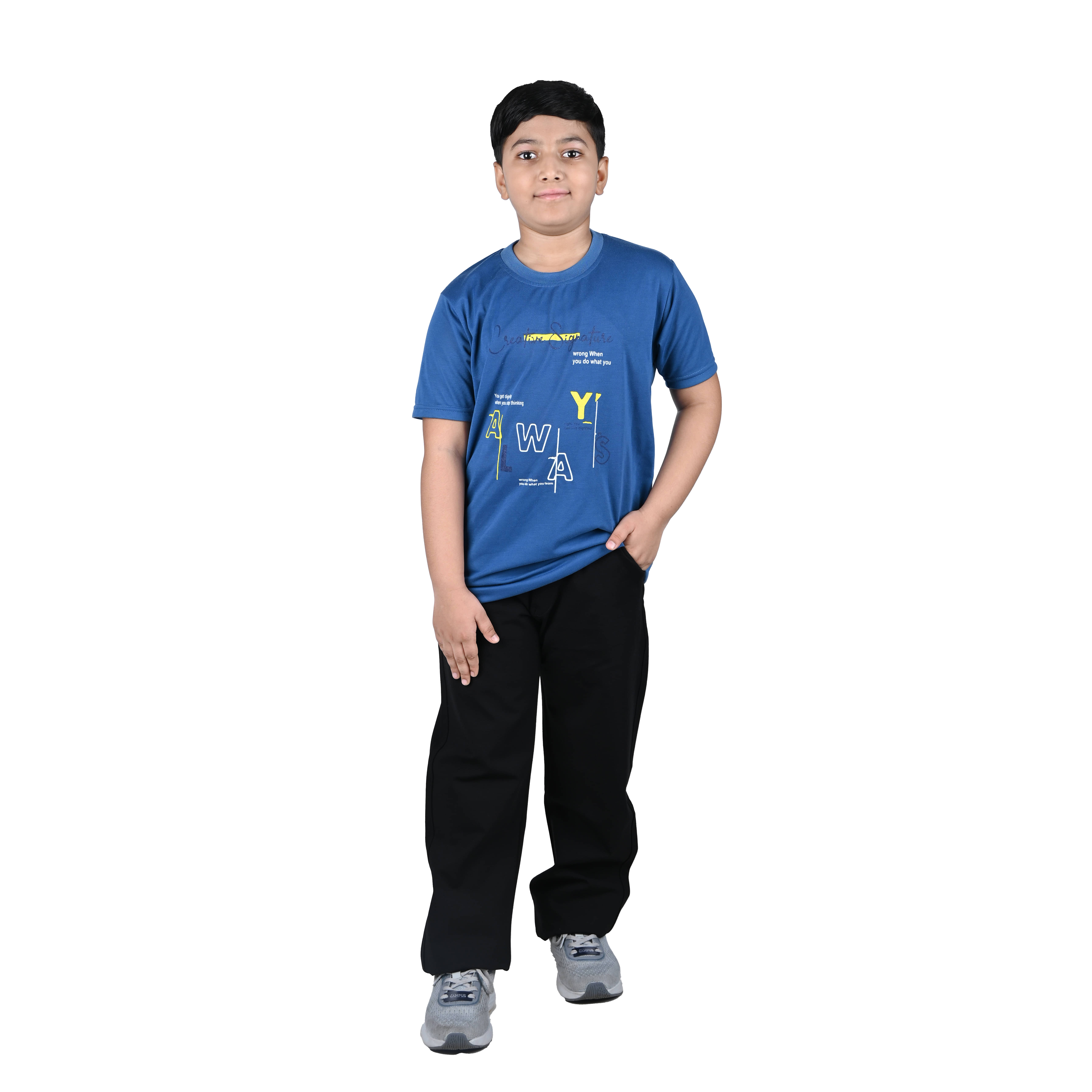     			Kidzee Kingdom Pack of 1 Boys Cotton T-Shirt ( Navy )