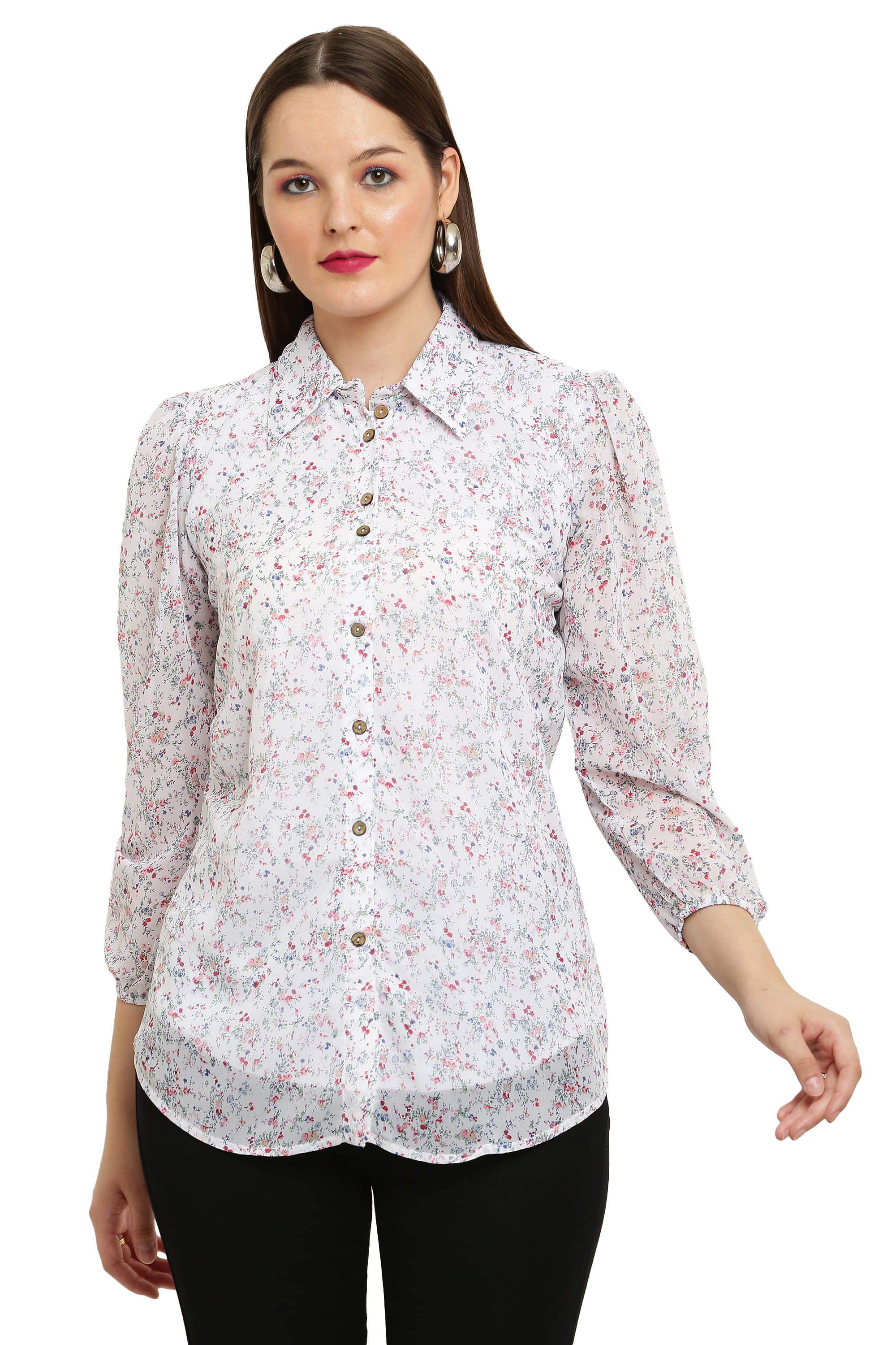 LAIBAA Women's Georgette Regular Top ( White ) LAIBAA Women's Georgette Regular Top ( White )