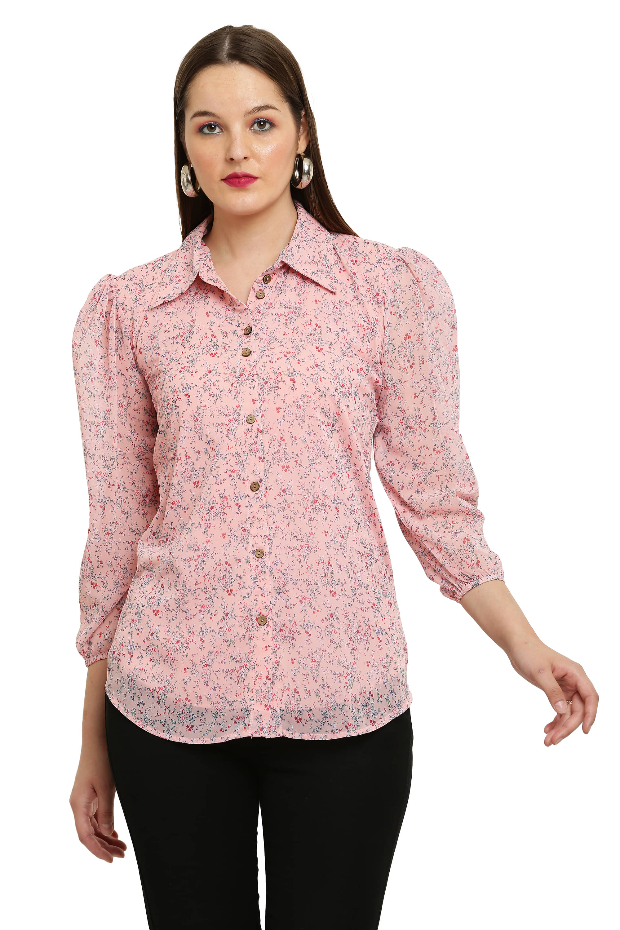 LAIBAA Women's Georgette Regular Top ( Pink ) LAIBAA Women's Georgette Regular Top ( Pink )