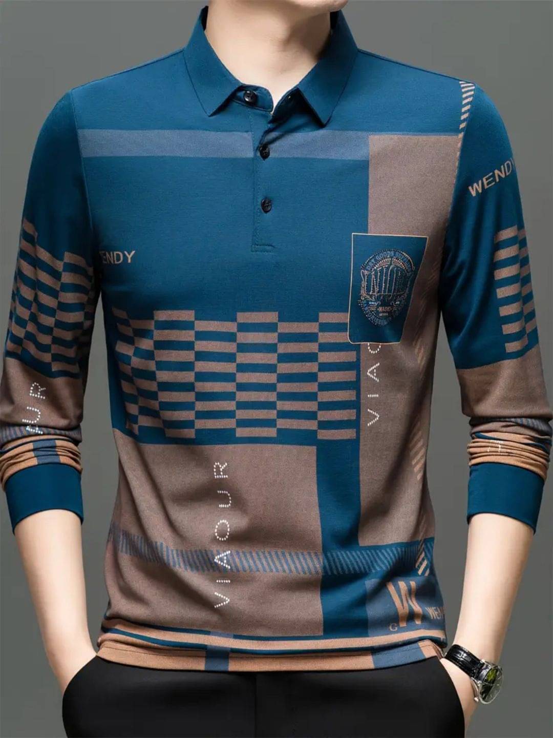     			MD By Mathra Dass Men Polyester Regular Fit Printed Polo T Shirt ( Blue )