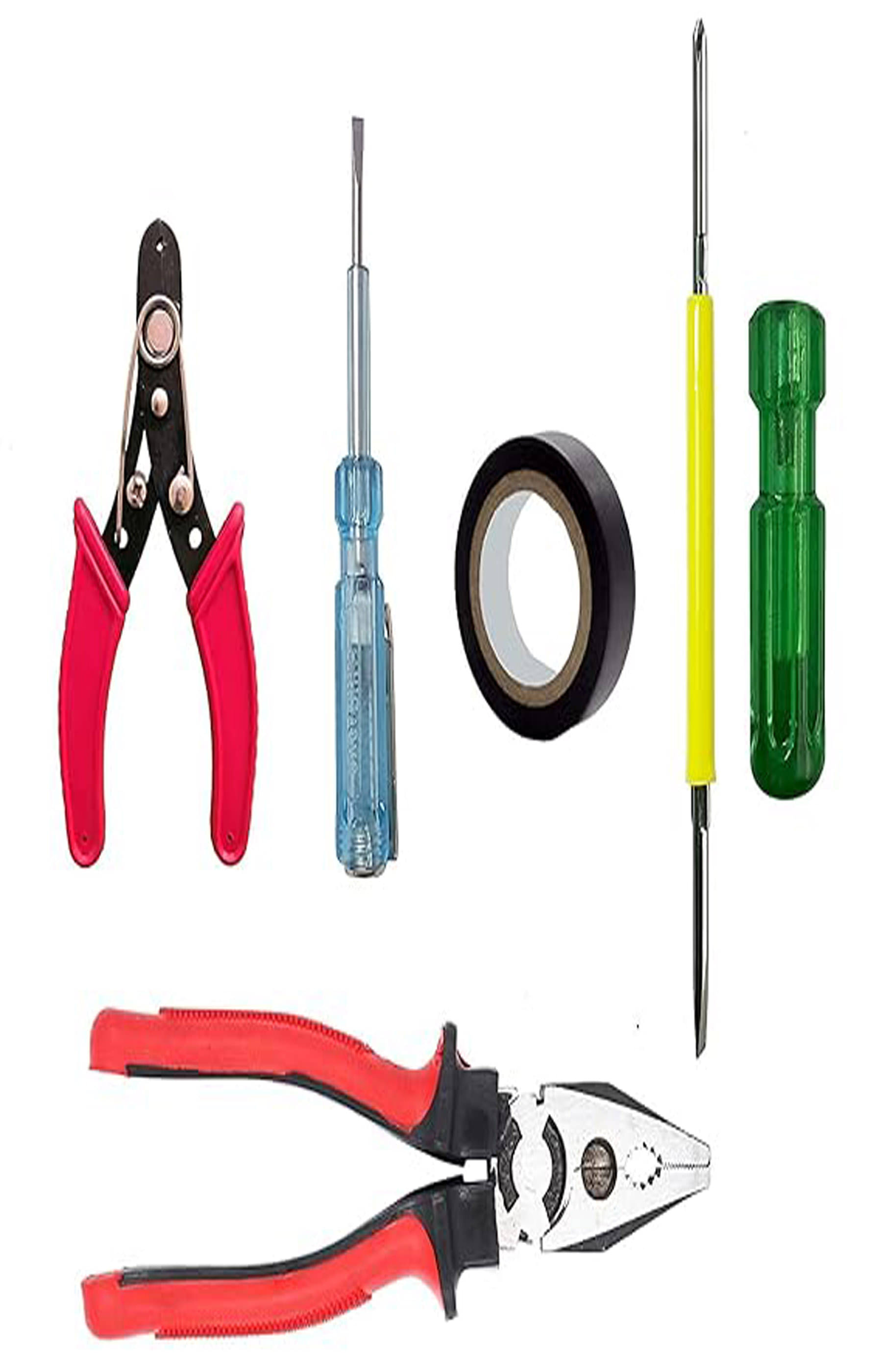     			MS AGROTECH COMBO OF PLIER WIRE CUTTER SCREW DRIVER 2 in1 SET with Line Tester, Electrical Tape Standard Screwdriver Set (5 Tools)