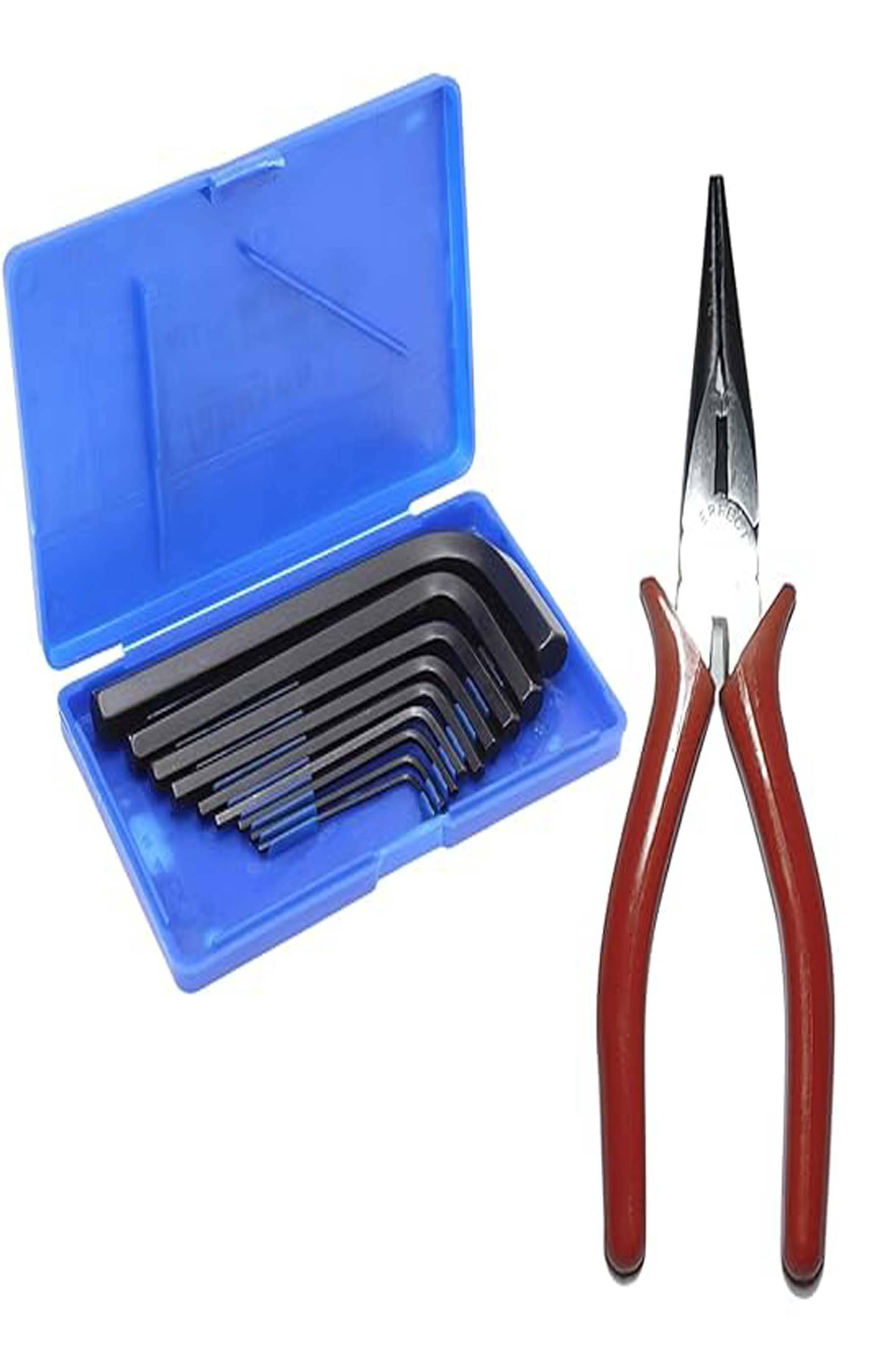     			MS AGROTECH Combo 2 Pcs Nose Plier 6 Inch | 9 Pcs Allen Key Set | Combination Long Nose Cutting | Hex Allen Key Set | Tools Kit | Socket Wrench Allen Key | Industrial & Plumber Hand Tools