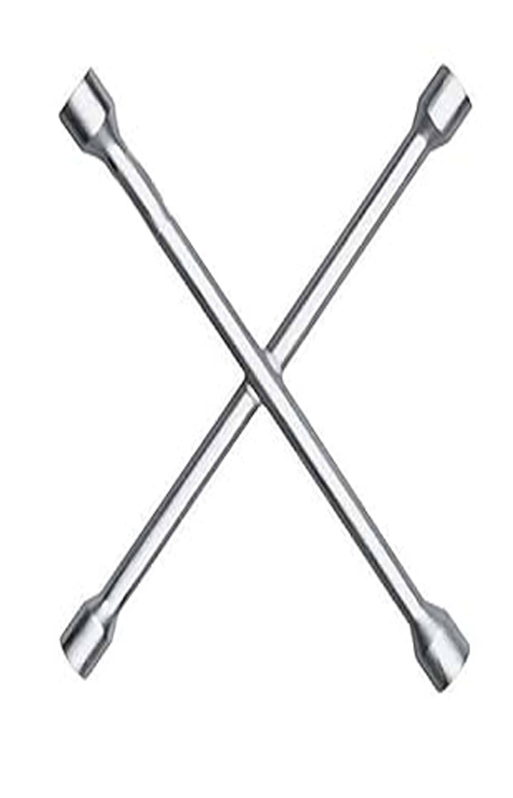     			MS AGROTECH Metal 4 Way Car Wheel (17 x 19 mm, 18 x 21 mm) Screws Wrench Cross Spanner - Redi Go