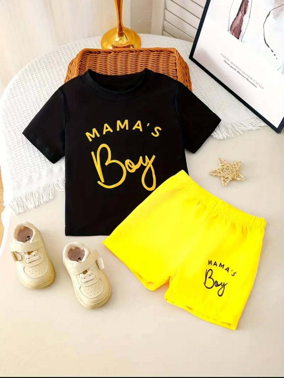 MUSNAHGARMENTS Pack of 1 Baby Boys Cotton T-Shirt & Shorts Set ( Black )