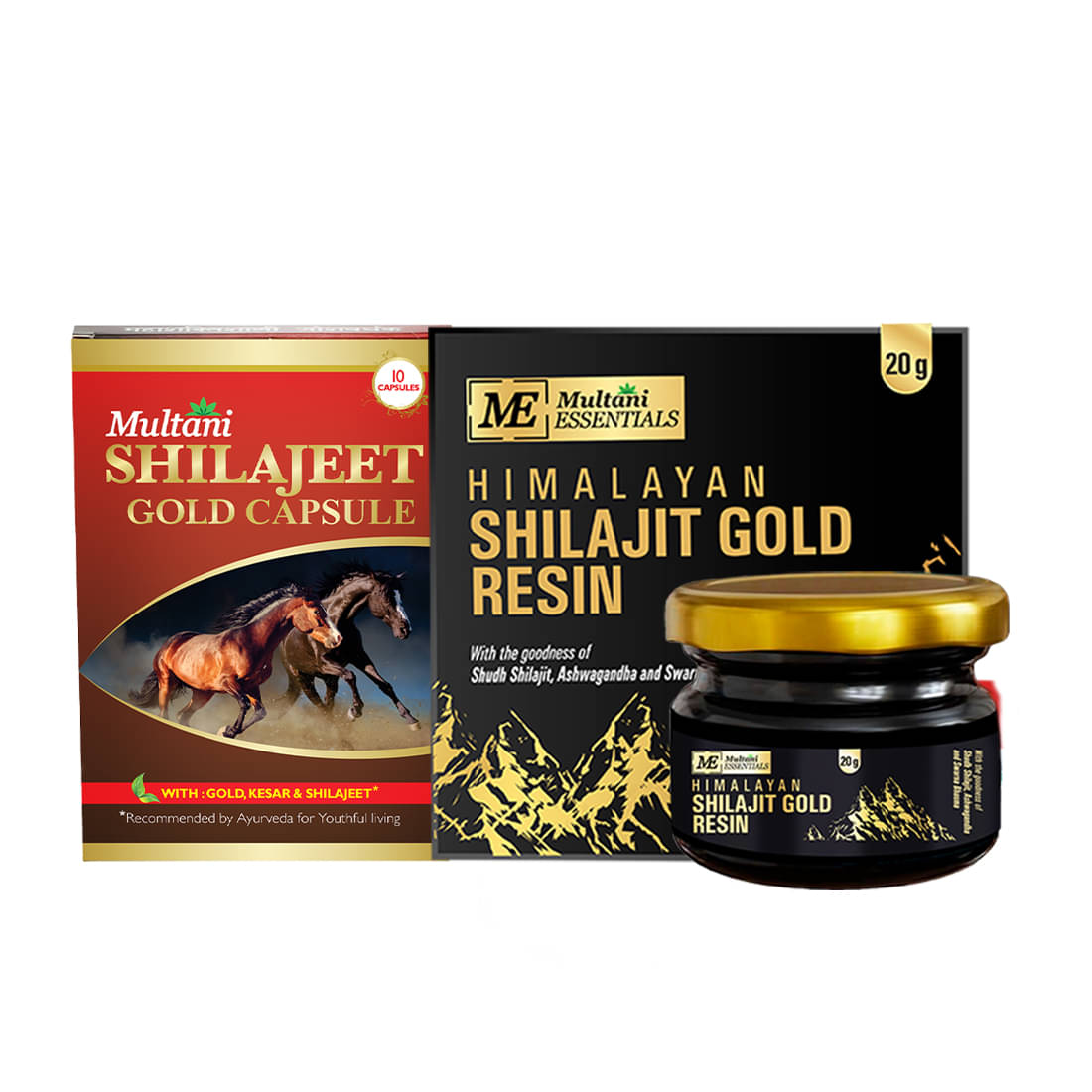 Multani Shilajeet Gold Capsule & Himalayan Shilajit Gold Resin Combo | For Youthful Living, Stamina & Endurance | Shilajit Resin 20gm and Shilajit 10 Gold Capsule | Boosts Muscle Repair & Recovery, Relieves Joint Pain Multani Shilajeet Gold Capsule & Himalayan Shilajit Gold Resin Combo | For Youthful Living, Stamina & Endurance | Shilajit Resin 20gm and Shilajit 10 Gold Capsule | Boosts Muscle Repair & Recovery, Relieves Joint Pain