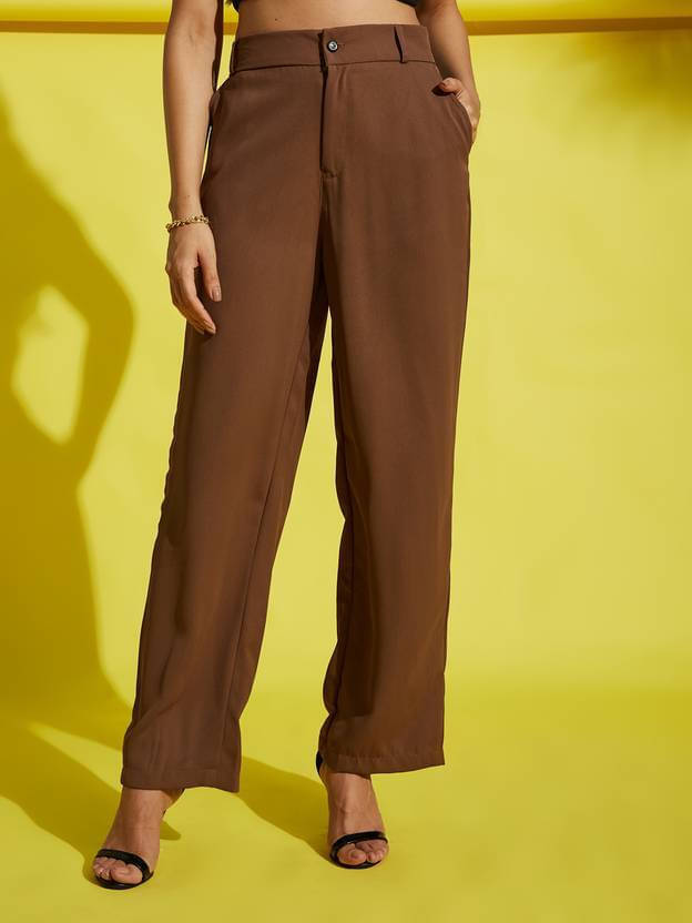     			P.X.5 Women Viscose Casual Trousers ( Brown )