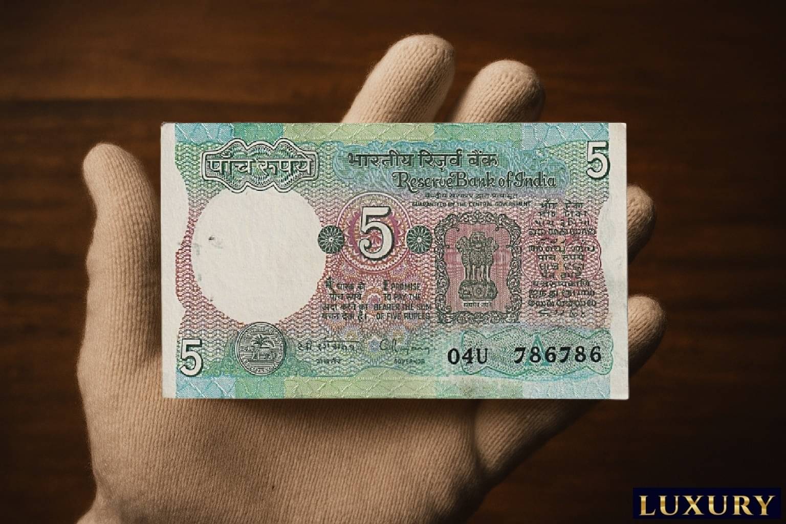     			Rare 786786 Series 5 Rupees, Tractor old India Collecting Rare Note