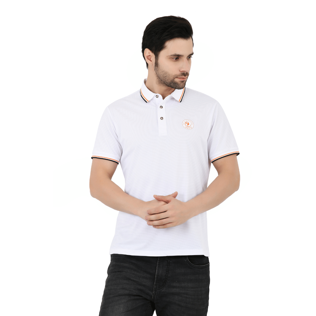 Sageware Men Cotton Blend Regular Fit Solid Polo T Shirt ( White ) Sageware Men Cotton Blend Regular Fit Solid Polo T Shirt ( White )