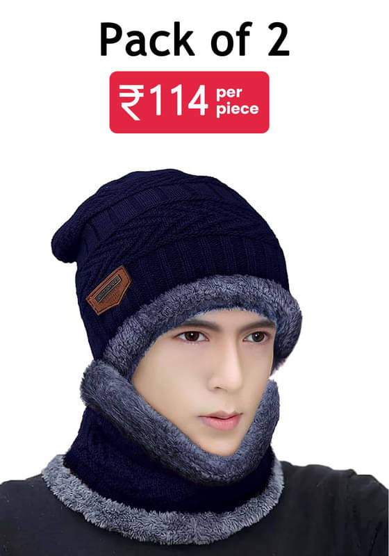     			Shakubhar Pack of 2 Woollen Men's Cap ( Blue )