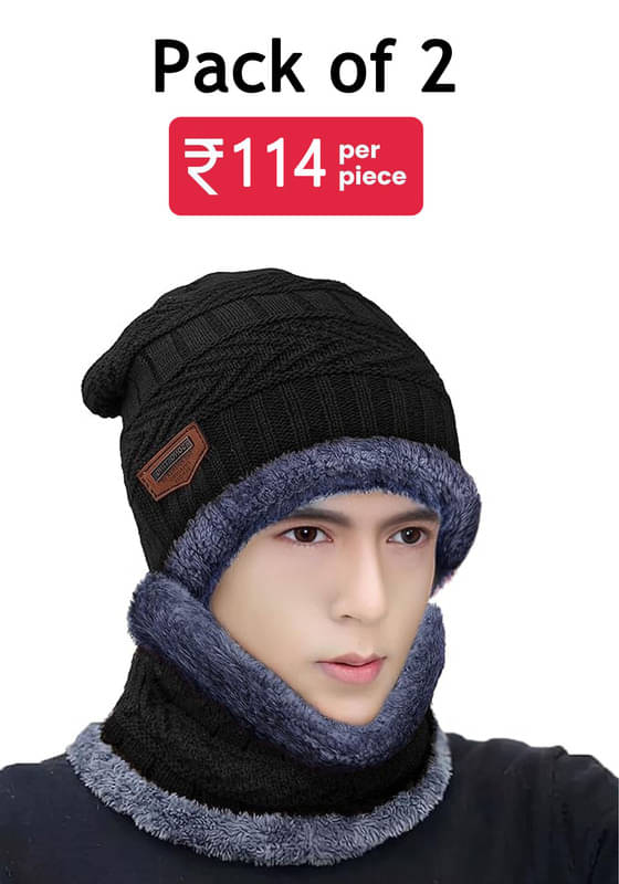 Shakubhar Pack of 2 Woollen Men's Cap ( Black ) Shakubhar Pack of 2 Woollen Men's Cap ( Black )