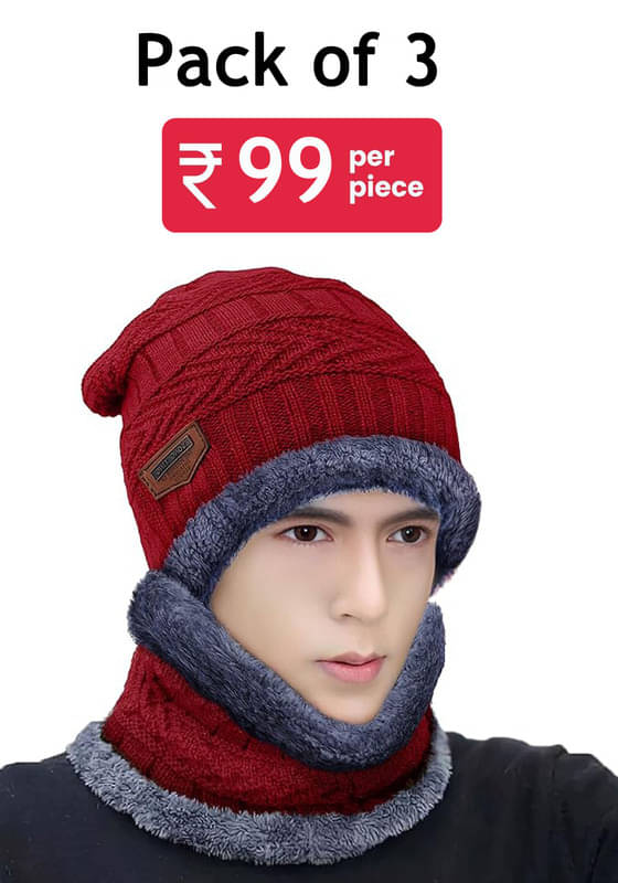 Shakubhar Pack of 3 Woollen Men's Cap ( Maroon ) Shakubhar Pack of 3 Woollen Men's Cap ( Maroon )