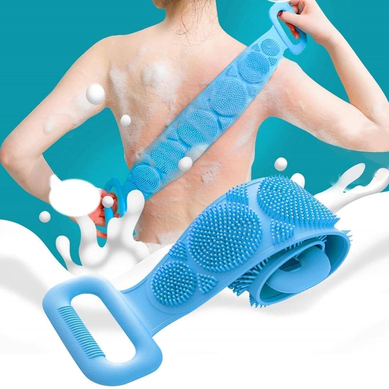     			Silicone Body Back Scrubber, Double Side Bathing Brush for Skin Deep Cleaning Massage