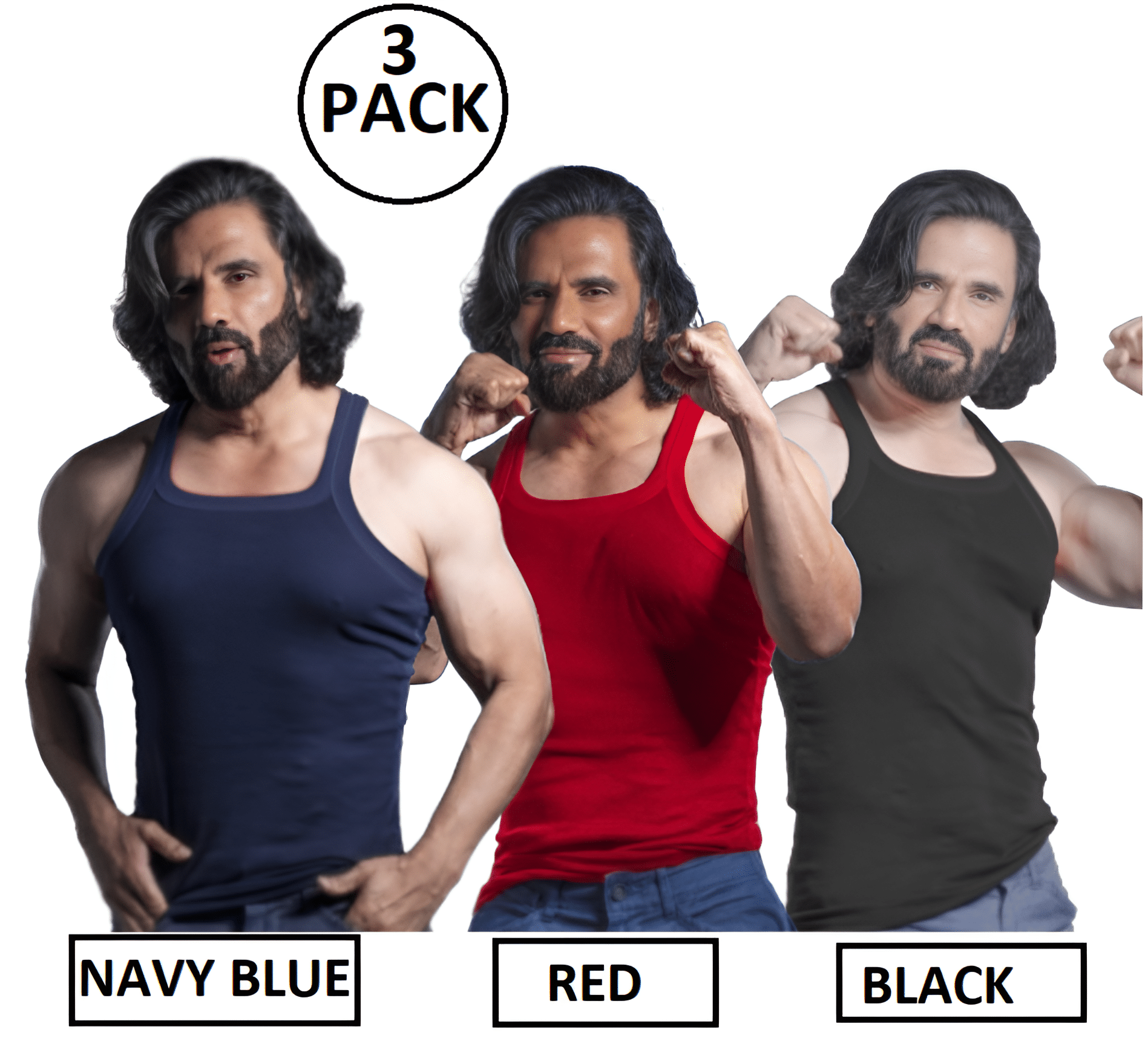     			Sportzone. Pack of 3 Cotton Basic Vest For Men ( Multicolor )